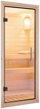 Karibu Sauna Milaja, BxTxH: 165 x 165 x 202 cm, 68 mm, (Set) 3,6-kW-Plug & Play Ofen mit externer Steuerung