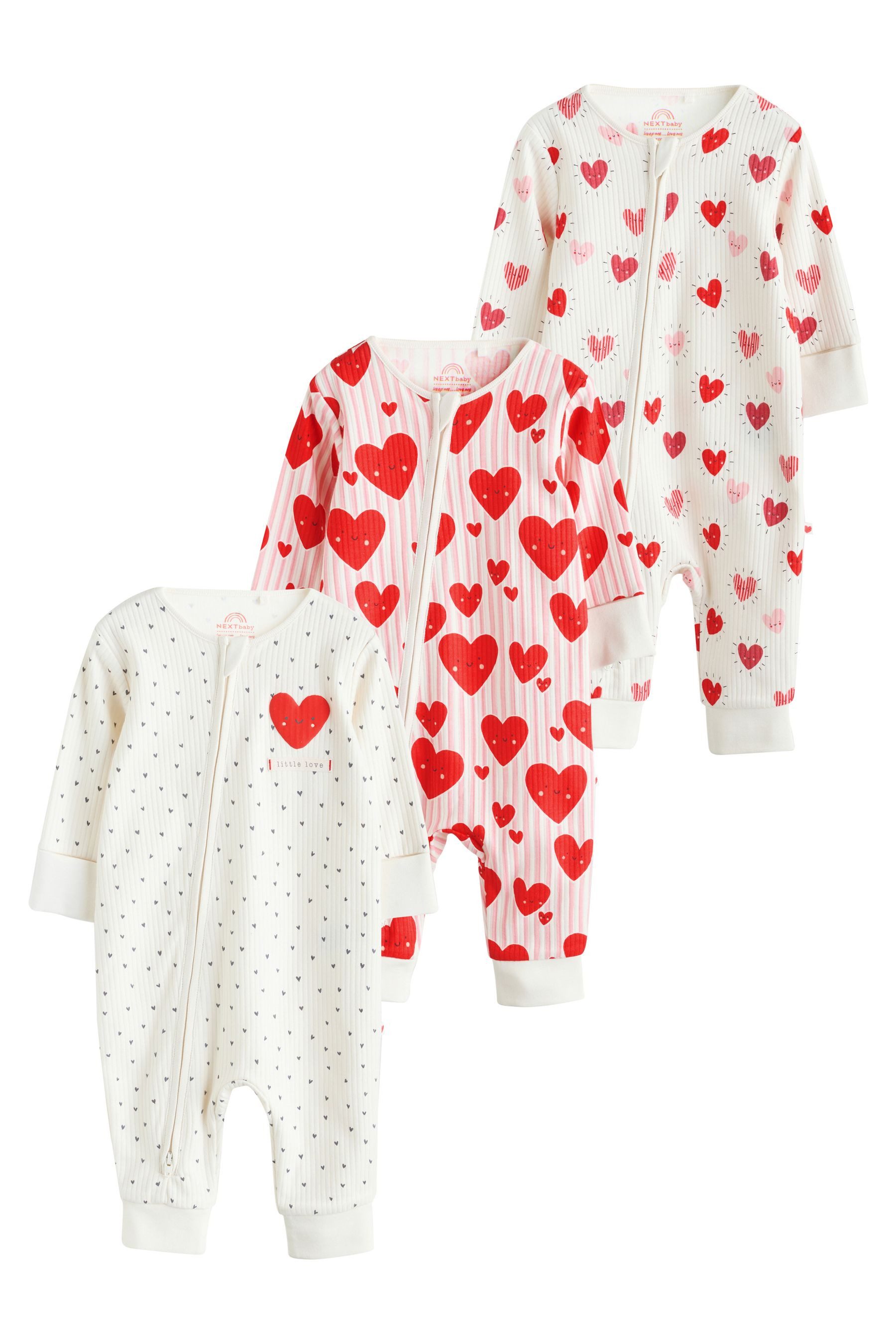Schlafoverall Babyschlafanzüge mit Zweiwege-RV, 3er-Pack