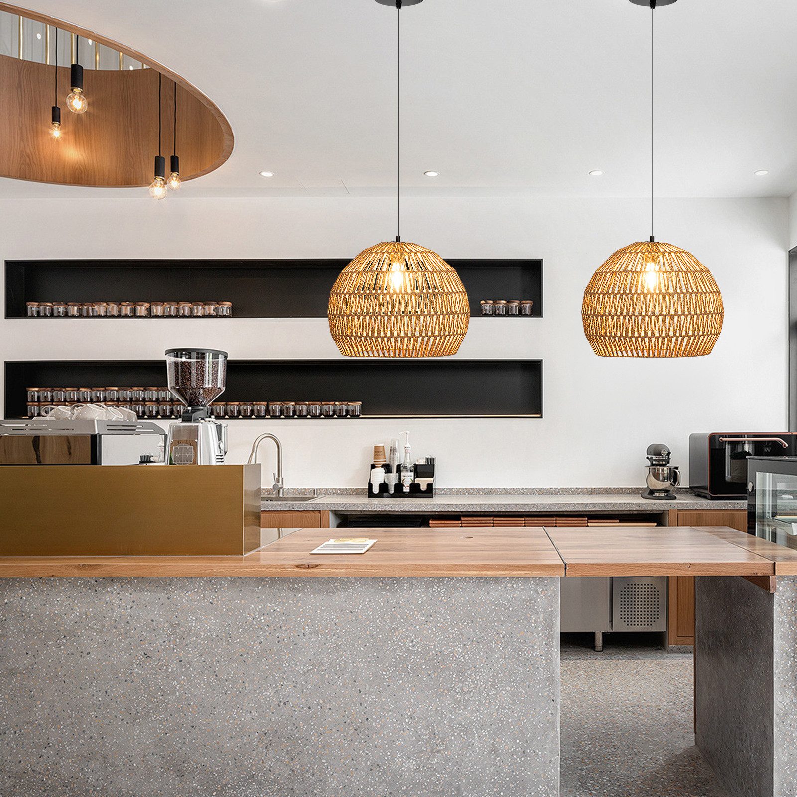 COSTWAY Deckenleuchten, geflochtene Pendelleuchte mit verstellbarer Aufhäng günstig online kaufen