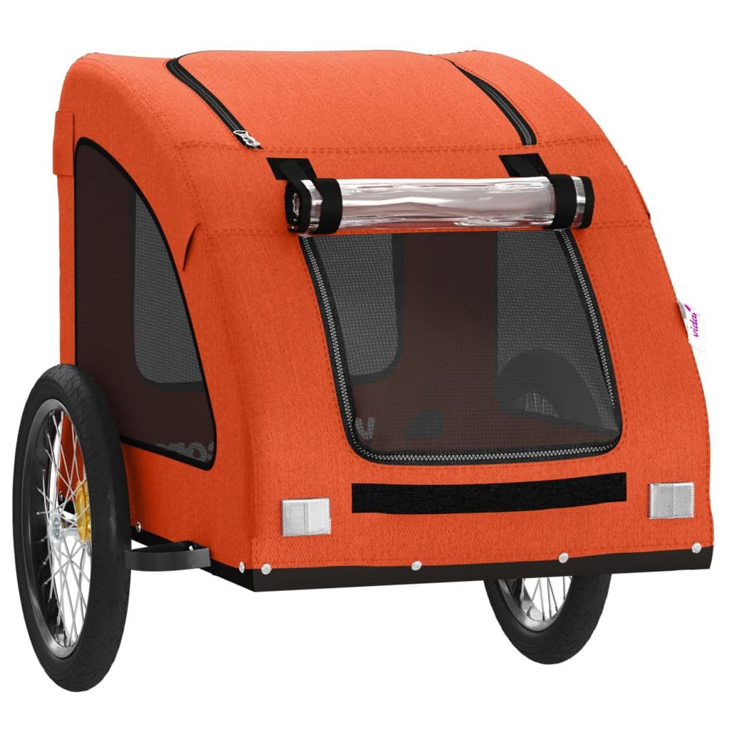 vidaXL Bicycle Dog Trailer 45 kg Bicycle Trailer for Dogs Orange Oxford Fabric and Iron