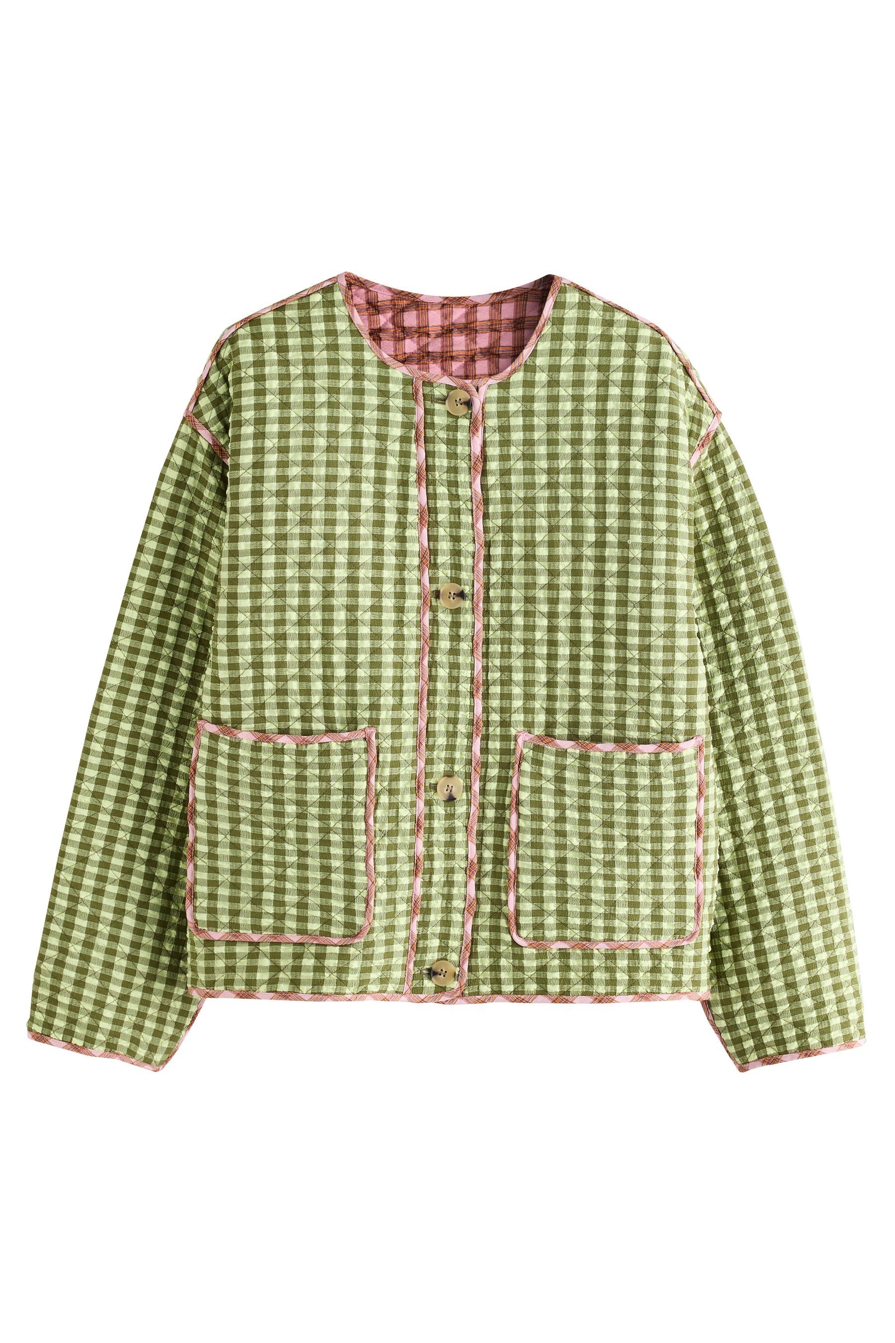 Next Steppjacke Wendebare Steppjacke mit Vichykaros, Kurzgröße (1-St)
