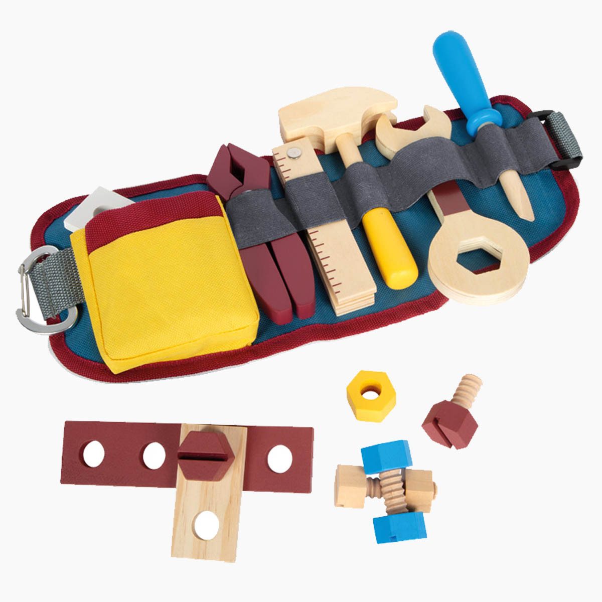 Small Foot Spielwerkzeugtasche Werkzeuggürtel Workshop, (packung, 19-tlg., set), Perfekt für unterwegs – Handwerker-Action überall