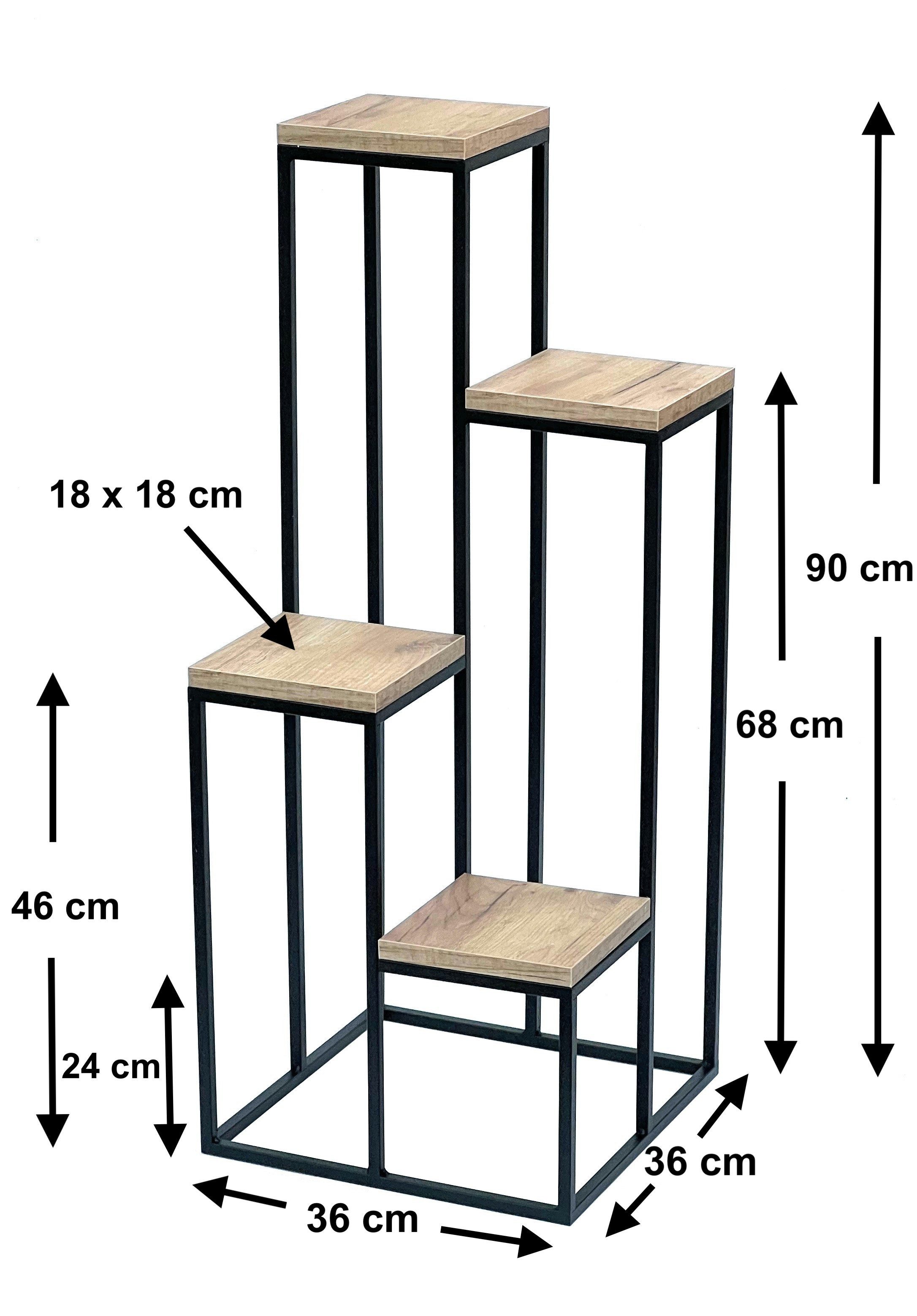 Thumbnail - DanDiBo Blumenhocker Blumentreppe Metall Schwarz Holz 90 cm Pflanzentreppe Blumenständer