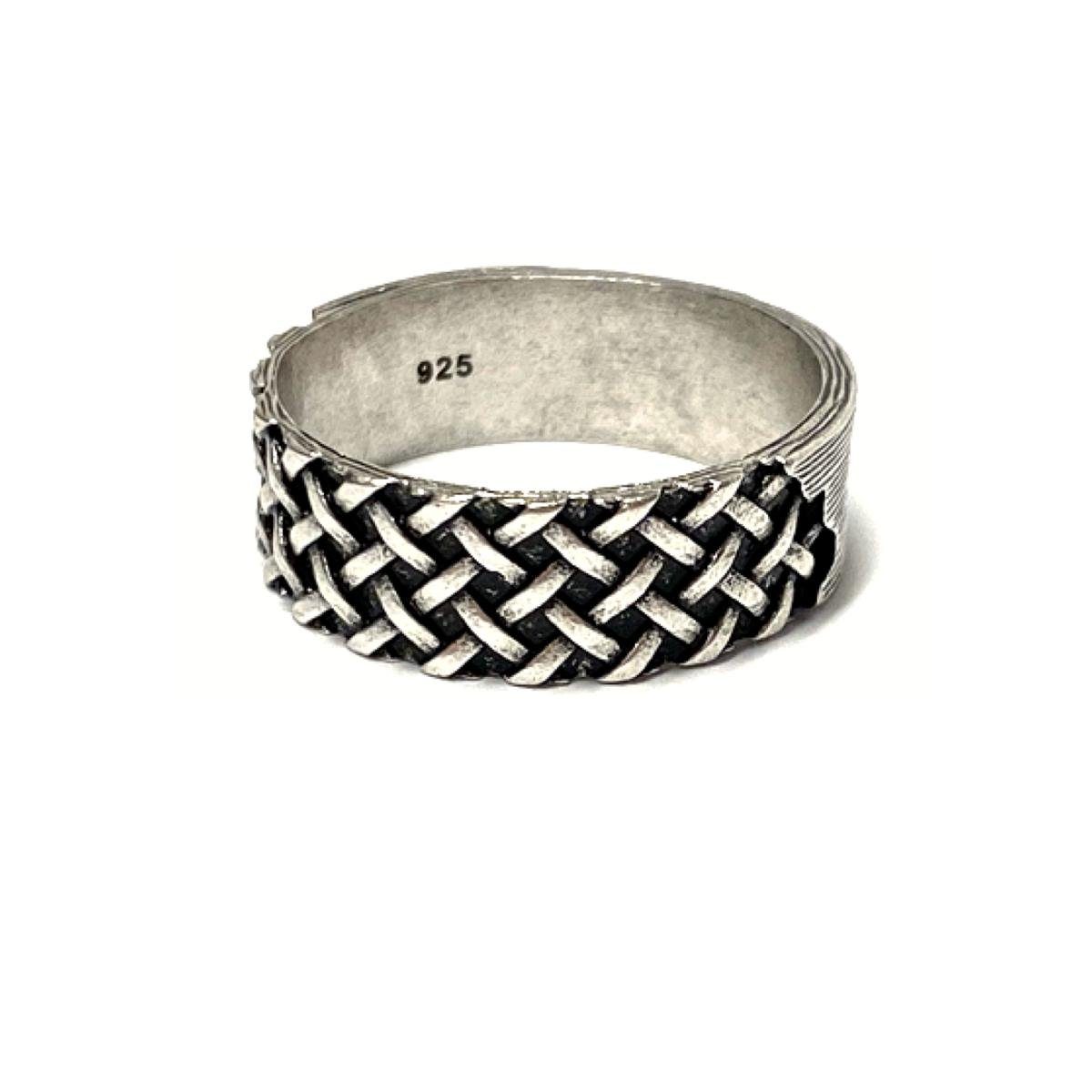Kettenanhänger Bandring 925/- Sterling Silber geschwärzt rustikal rund gemustert #64
