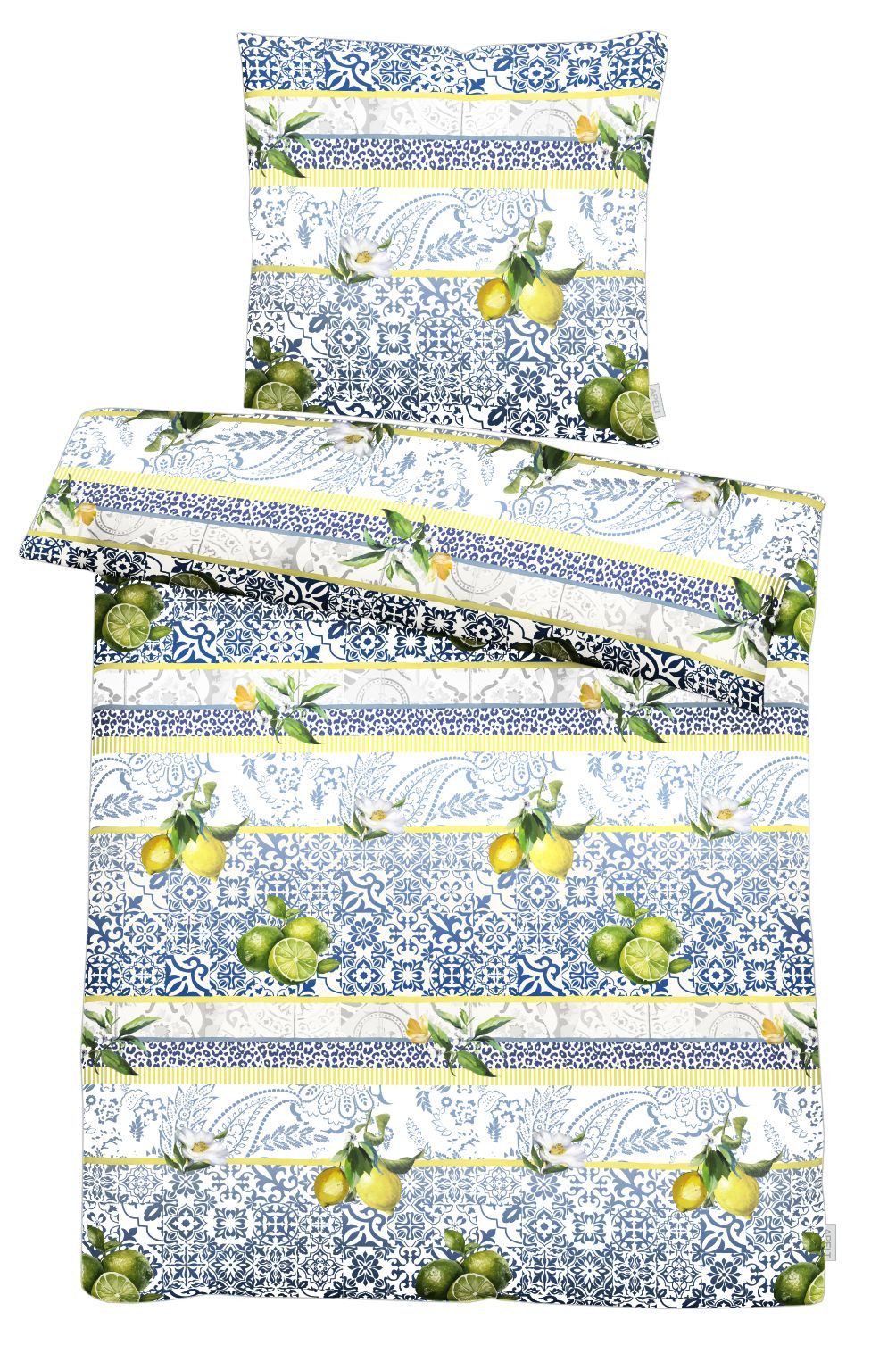 APELT Bettwäsche Amalfi, Satin (Bio-Baumwolle), 2 teilig, Bettwäsche-Set mit Reißverschluss, Baumwoll-Satin, Digitaldruck