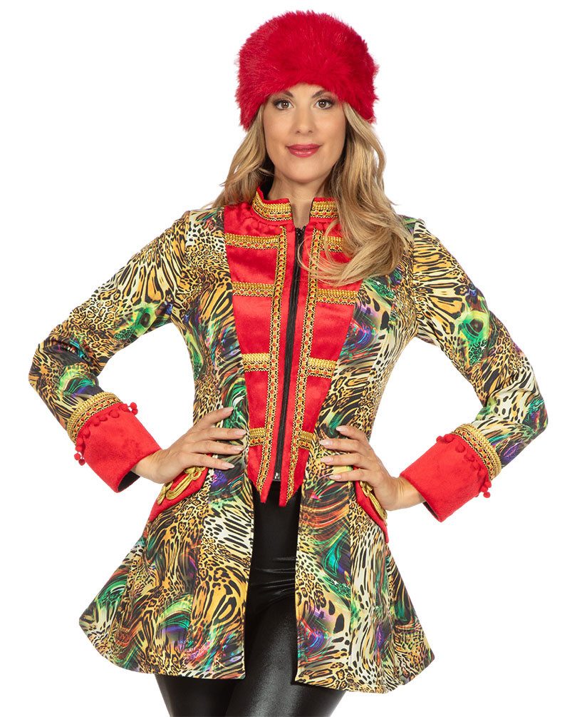 Karneval-Klamotten Kostüm Panther Jacke große Größen rot grün Damen-Kostüm, Parade Show Frack Frauenkostüm Prunksitzung Plus Size Partnerkostüm