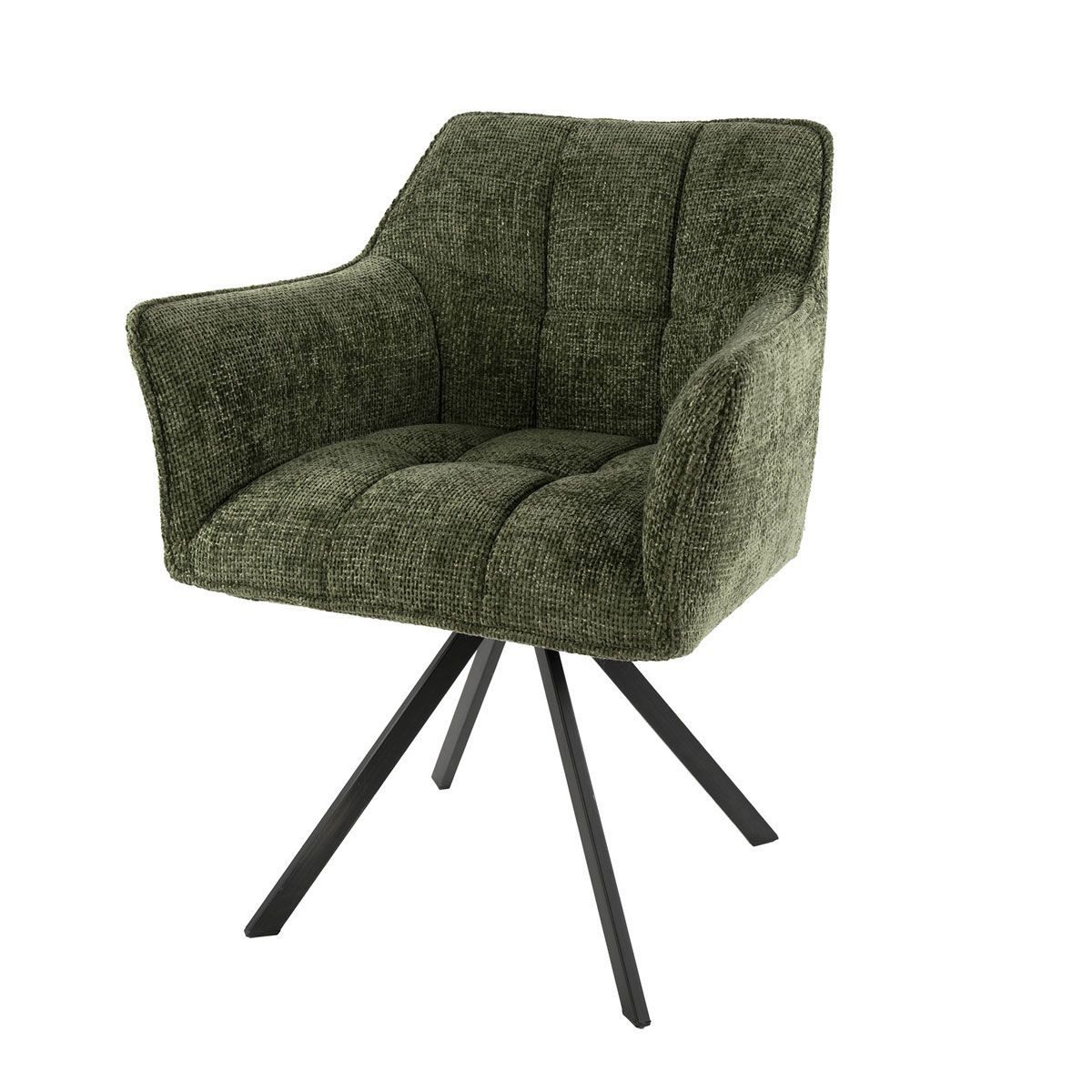 Maison ESTO Drehstuhl 2´er Set RINO Essszimmerstuhl gepolstert drehbar 360° grün, 2´er Set - Nosag Federung