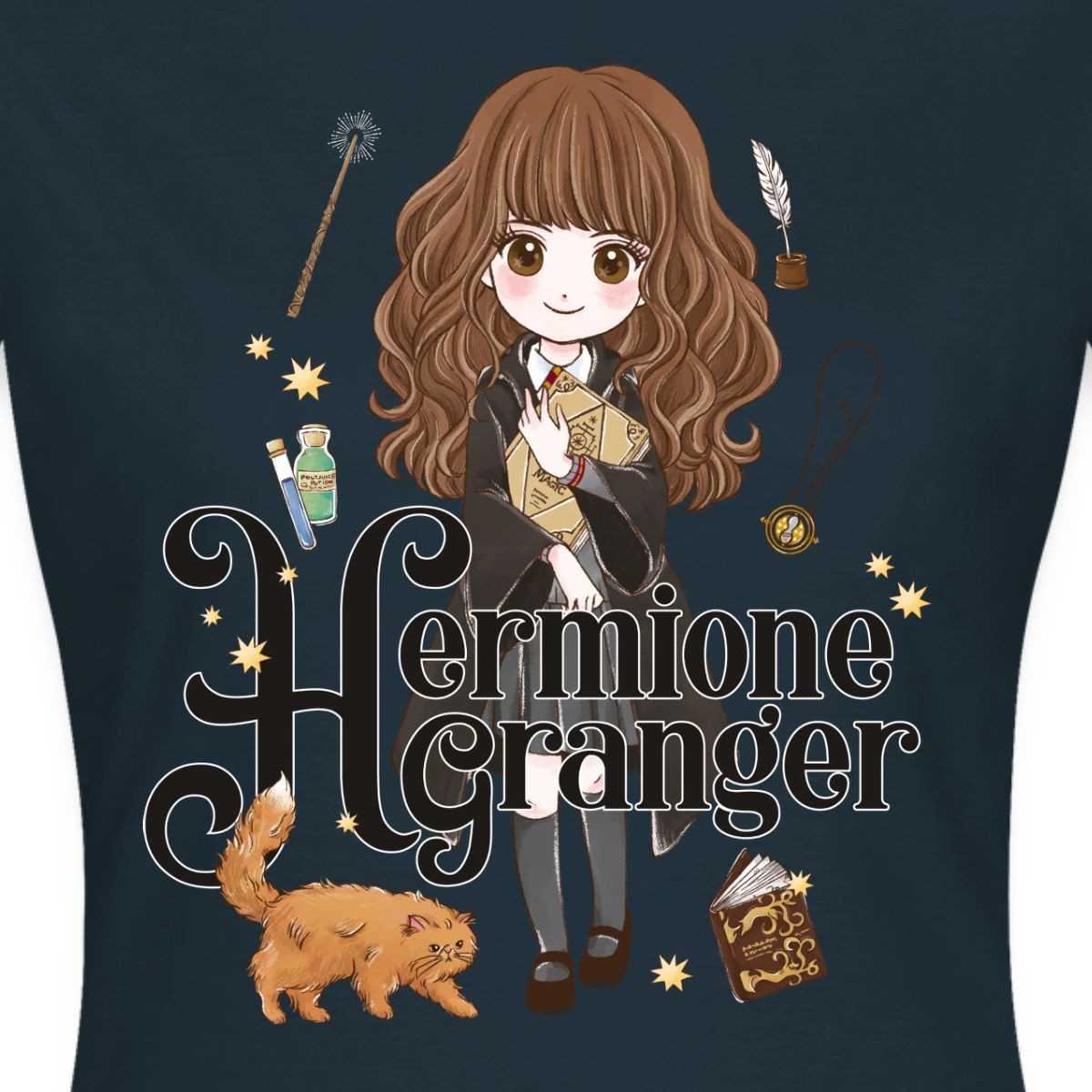 Spreadshirt T-Shirt Harry Potter Hermine Granger Chibi Frauen T-Shirt (1-tlg) Slim Fit, fällt klein aus