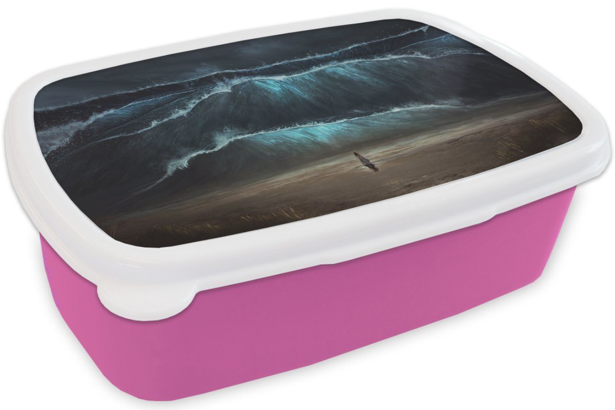 Golf, Brotbox Strand Mädchen, Erwachsene, - rosa Brotdose für Kinder, Kunststoff Lunchbox (2-tlg), MuchoWow Snackbox, - Kunststoff, - Meer Frau