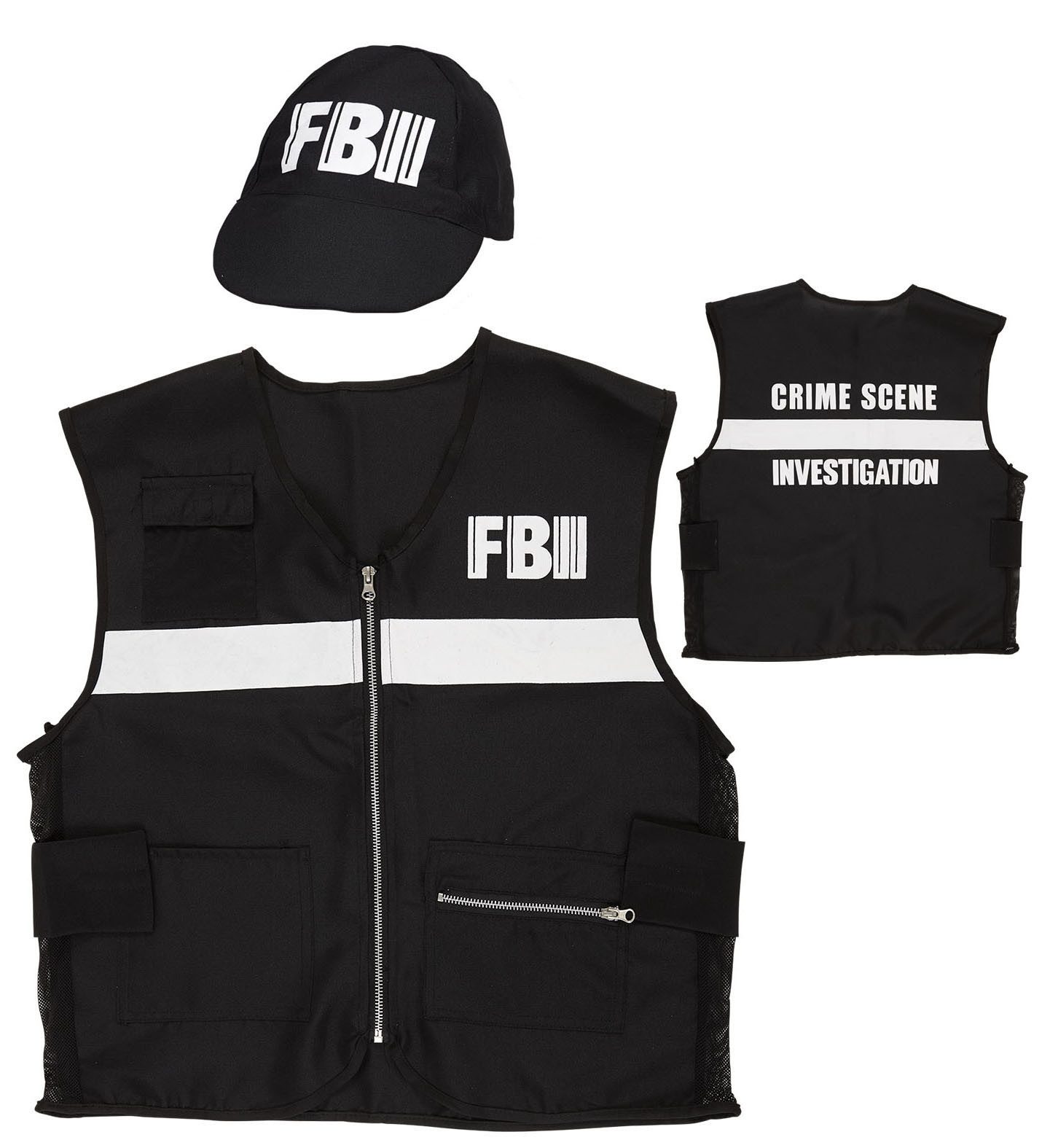 Polizei-Kostüm FBI Kostümset für Erwachsene - Weste und Kappe, G