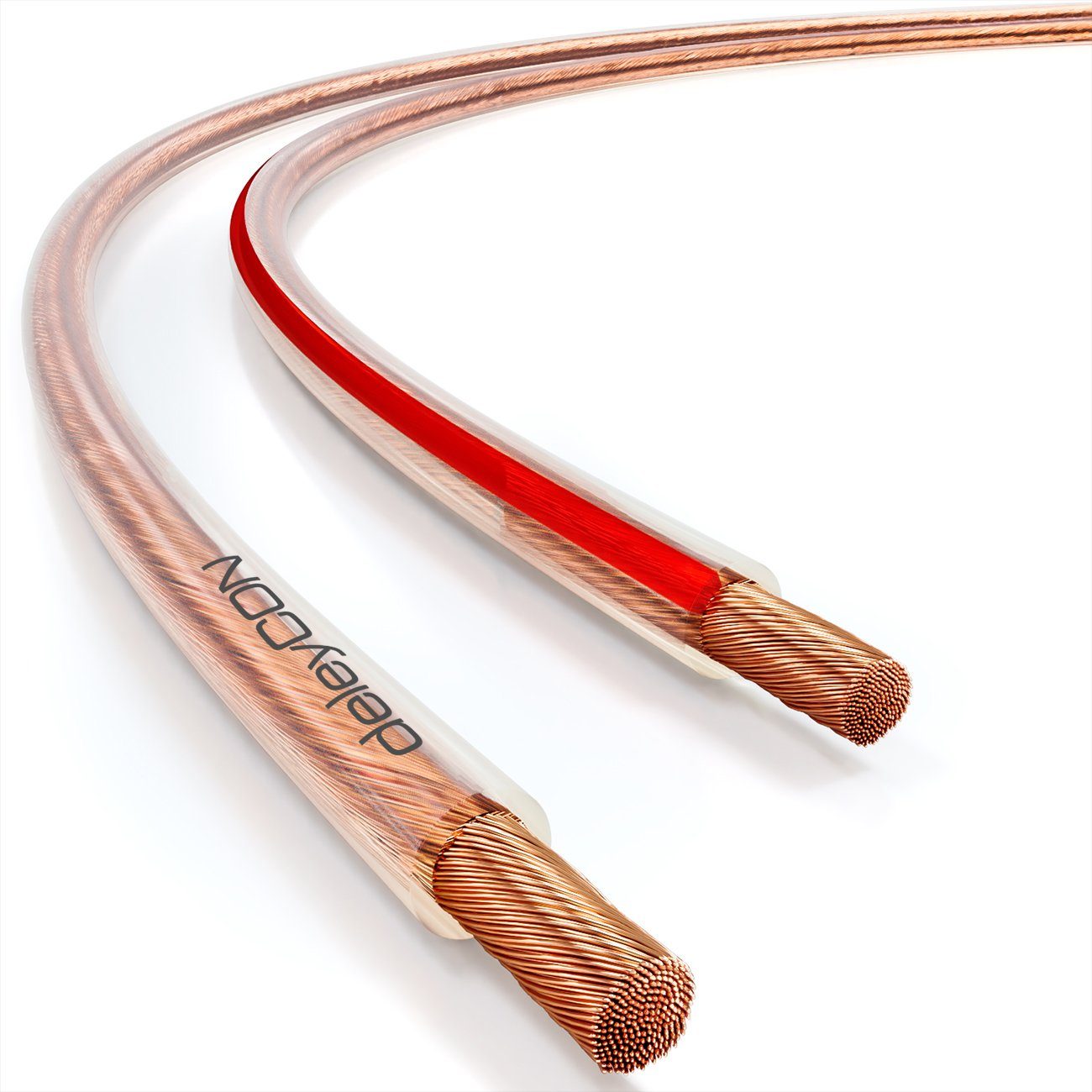 deleyCON 50m Lautsprecherkabel 2x 4,0 mm² reines Kupfer OFC Speaker Audio-Kabel