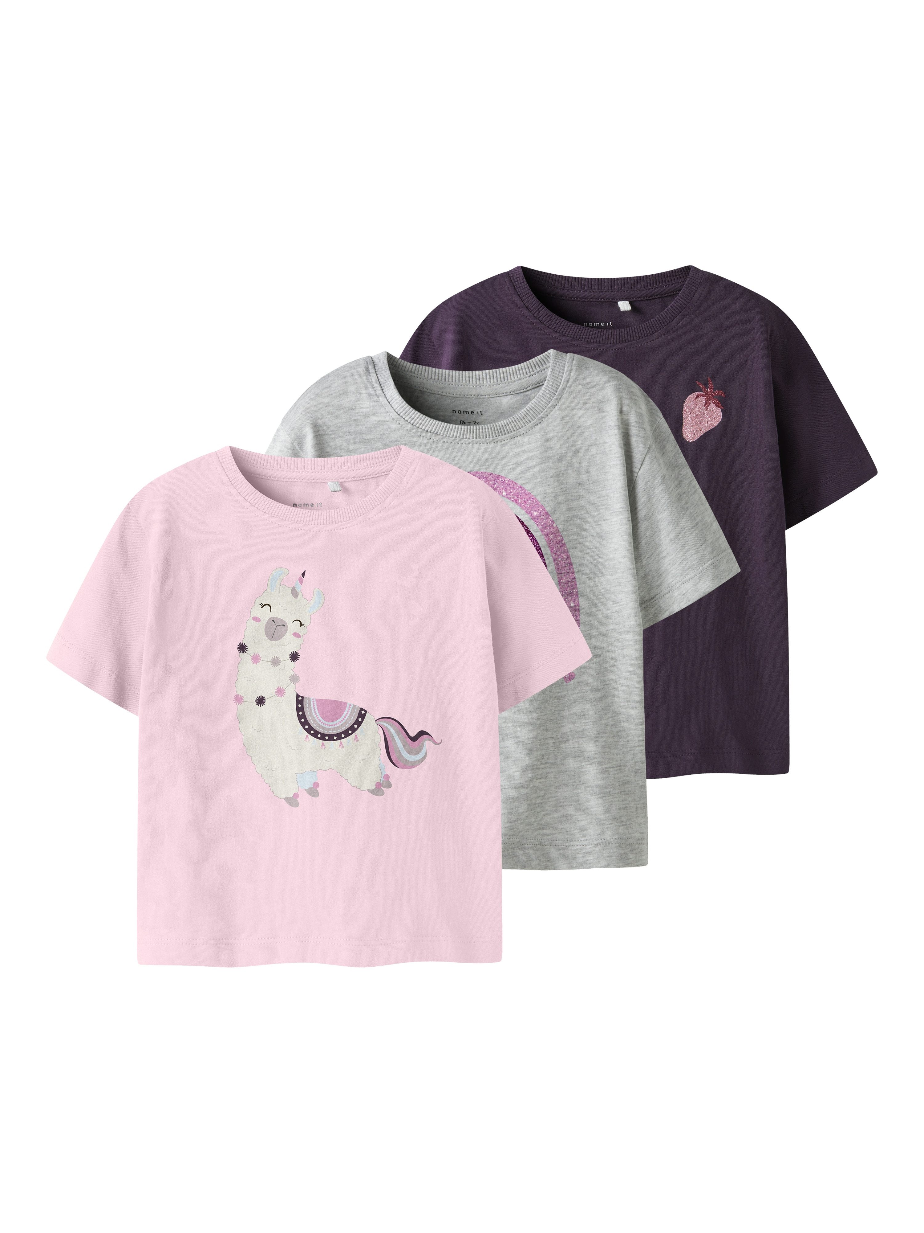 Name It T-Shirt NMFBELINA 3P SS NREG TOP PB (Packung, 3-tlg)