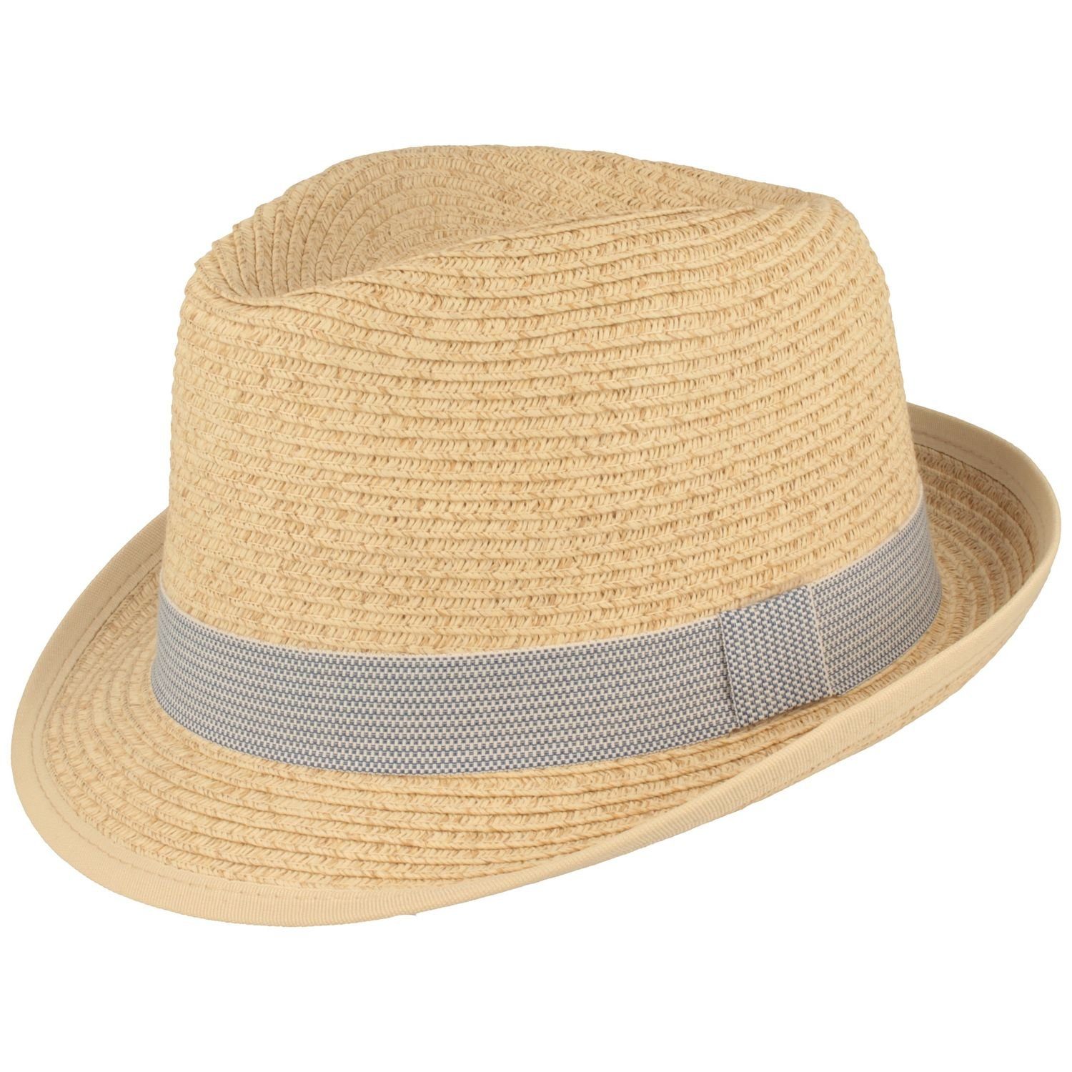 Trilby mit Ripsband-Garnitur natur/hellblau Kinder 0315 McBurn Strohhut