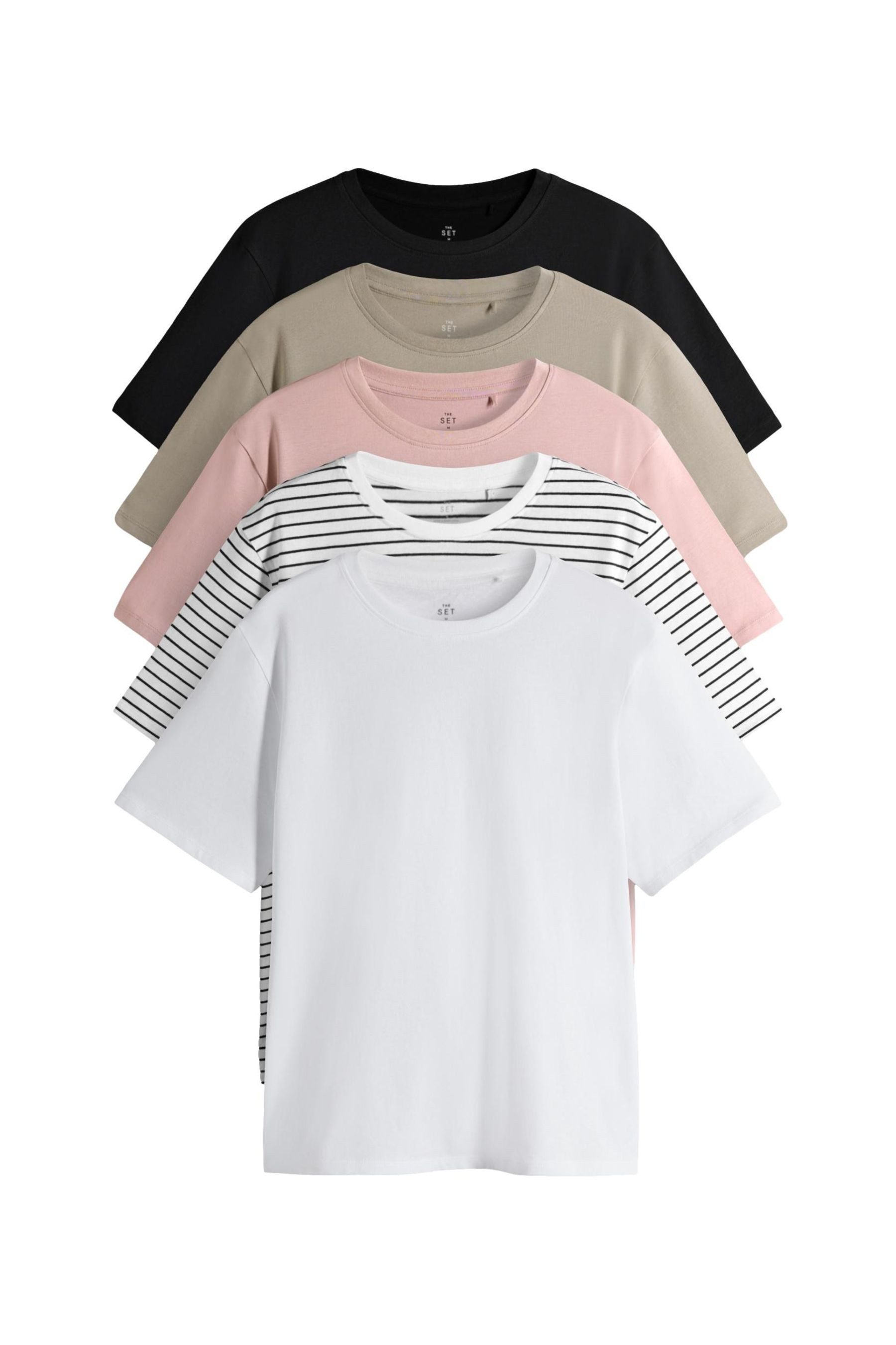 The Set T-Shirt The Set Relaxed Fit T-Shirts, 5er-Pack (5-tlg) günstig online kaufen