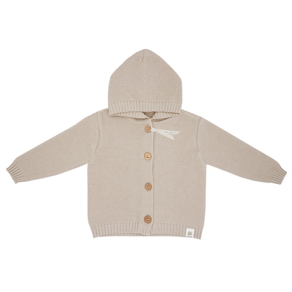 MAXIMO Fleecejacke GOTS BABY-Strickjacke, LL Kapuze, Knöpfe (1-St)