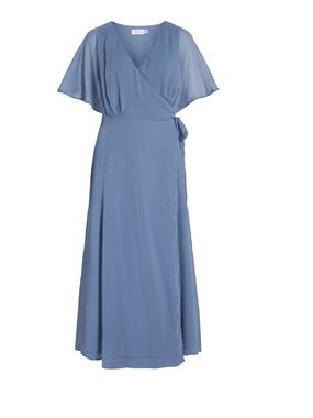 Vila Shirtkleid Elegantes Wickelkleid mit Gürtel Maxi Long Dress VIRILLA (extralang) 6910 in Blau-3