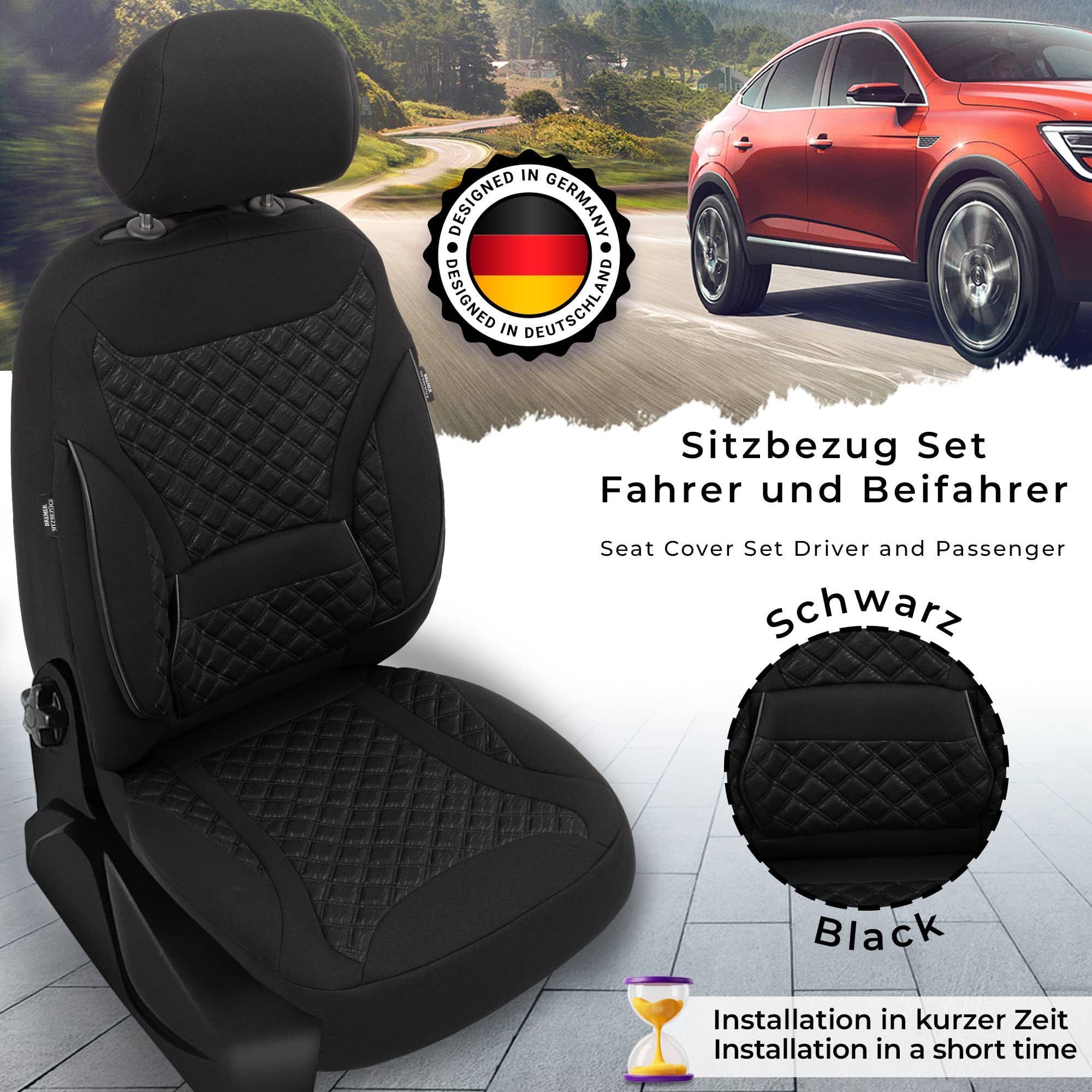 BREMER SITZBEZÜGE Autositzbezug für Skoda Octavia 3 Typ 5E Bj 2013-20 (ZM4), Set, Schonbezüge Sitzbezüge Fahrer und Beifahrer, in Schwarz