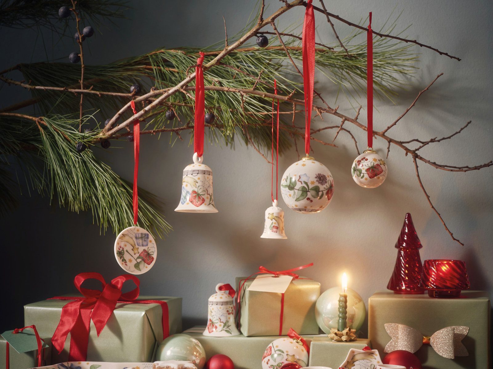 Hutschenreuther Glas Christmas Love Glas rot Baum/Figur, Glas