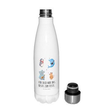 Mr. & Mrs. Panda Thermoflasche Big Band - Weiß - Geschenk, Trinkflasche, Edelstahl, Gute Laune, Tier, Doppelwandig