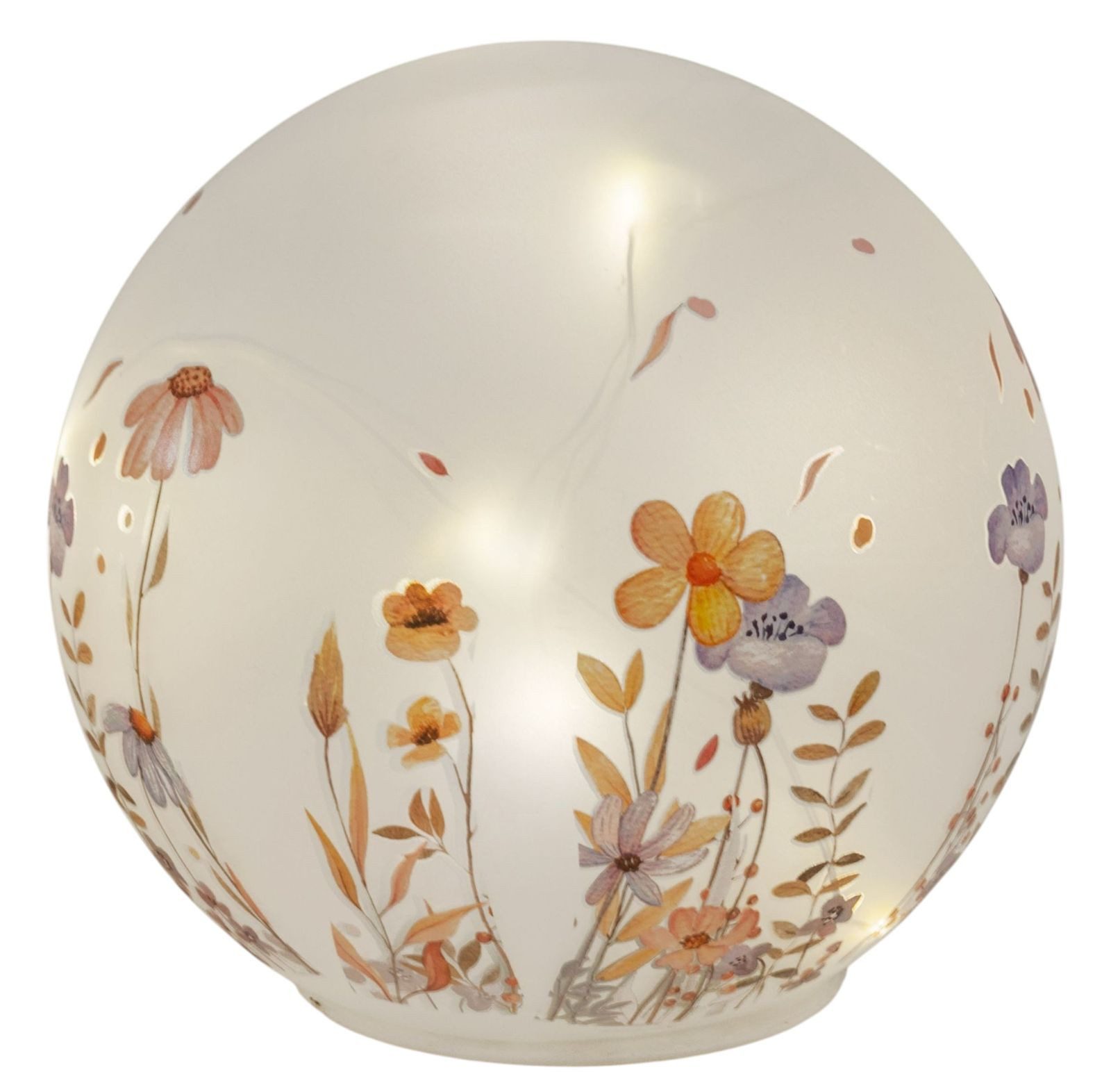 formano LED Dekolicht Deko Kugel Glas Wiesenblumen 15 cm matte Glasleuchte mit Blumen-Dekor, LED fest integriert