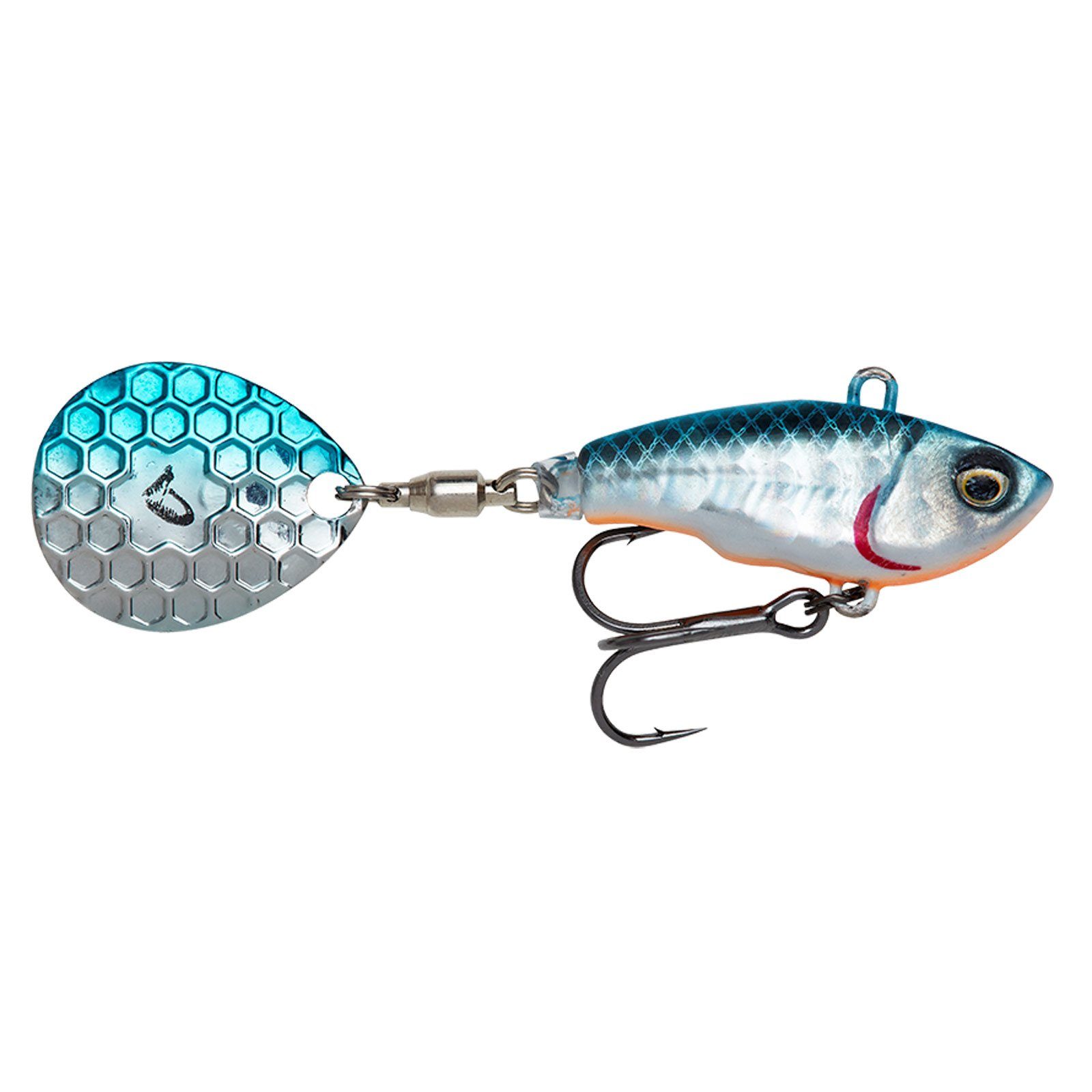 Gear Savage Silver 6,5g Jig Spin Fat Gear Sinking 5,5cm (NL) Blue Tail Spinner Kunstköder, Savage