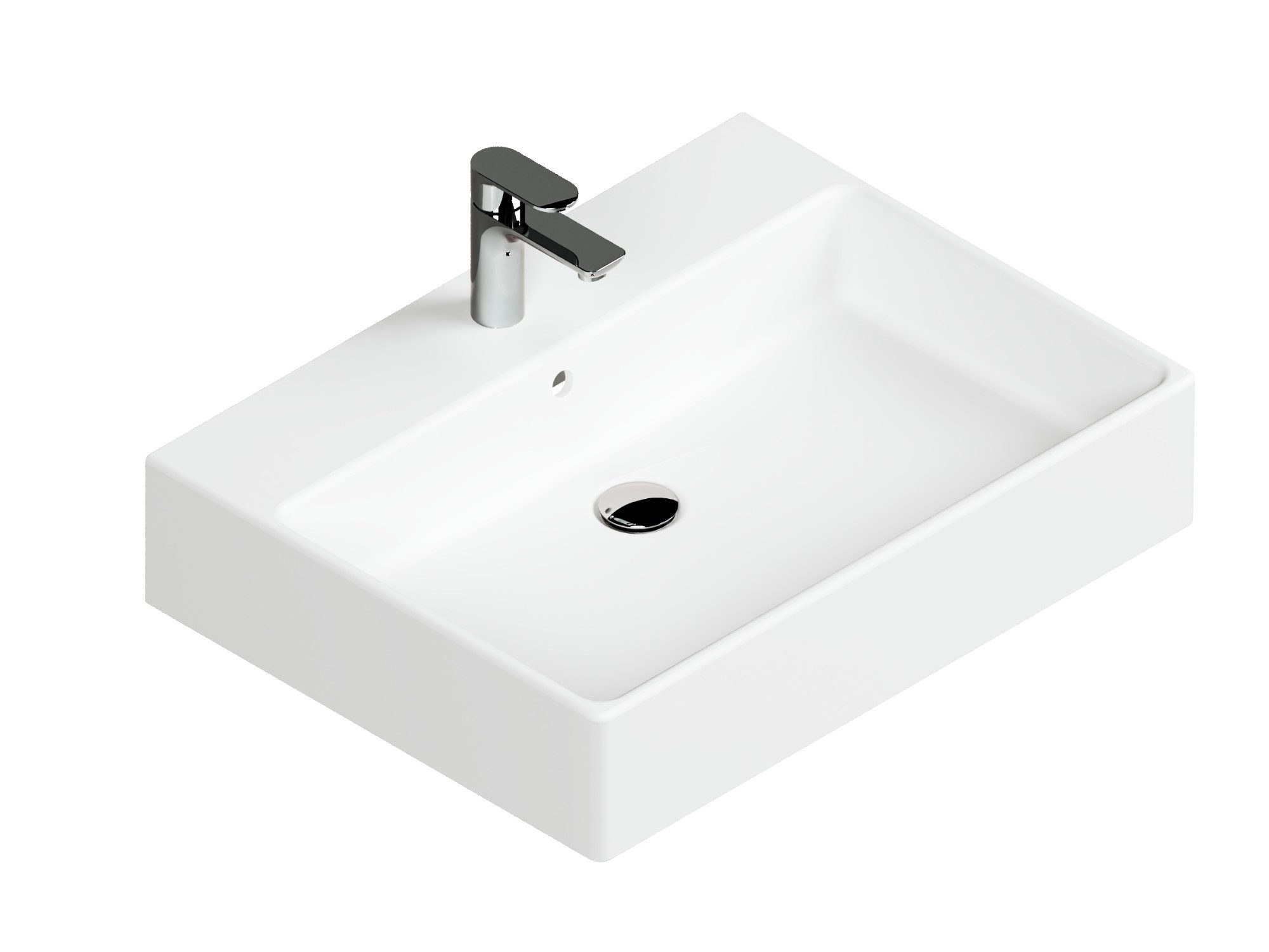 Aqua Bagno Waschbecken 70x50cm weiß eckig Wandhängend Waschtisch (Keramikwaschbecken)