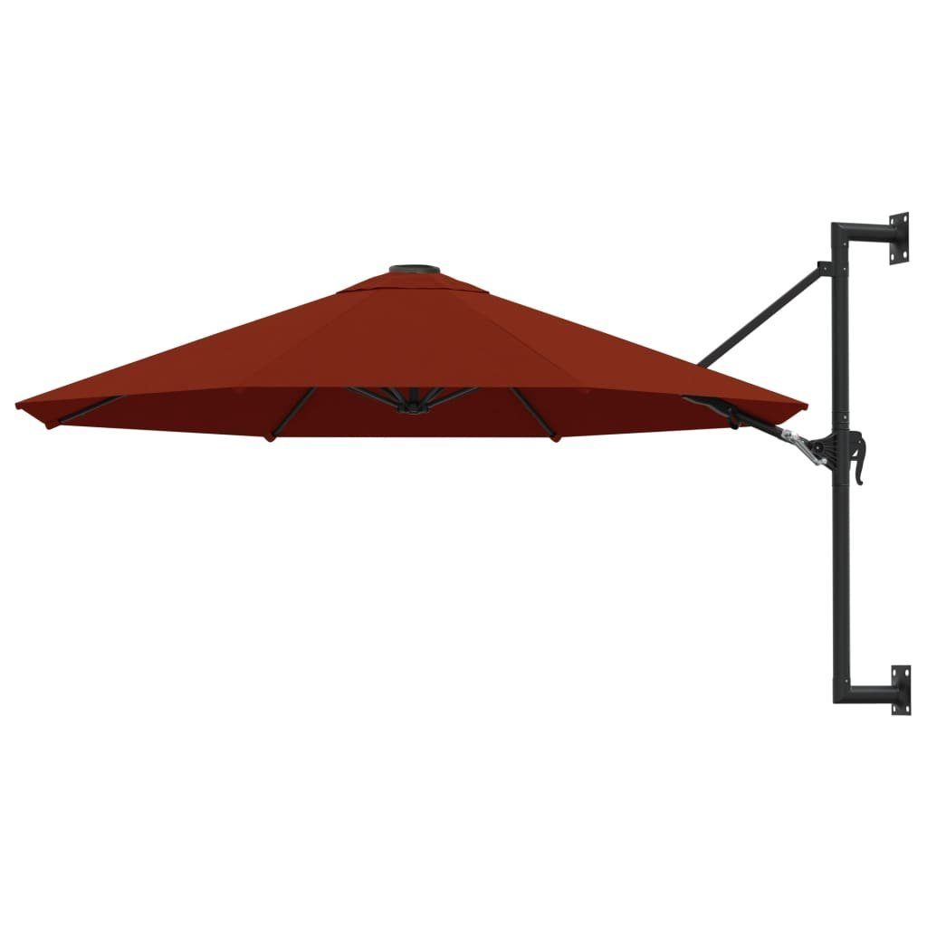 furnicato Sonnenschirm zur Wandmontage mit Metall-Mast 300 cm Terrakotta, LxB: 3x300 cm