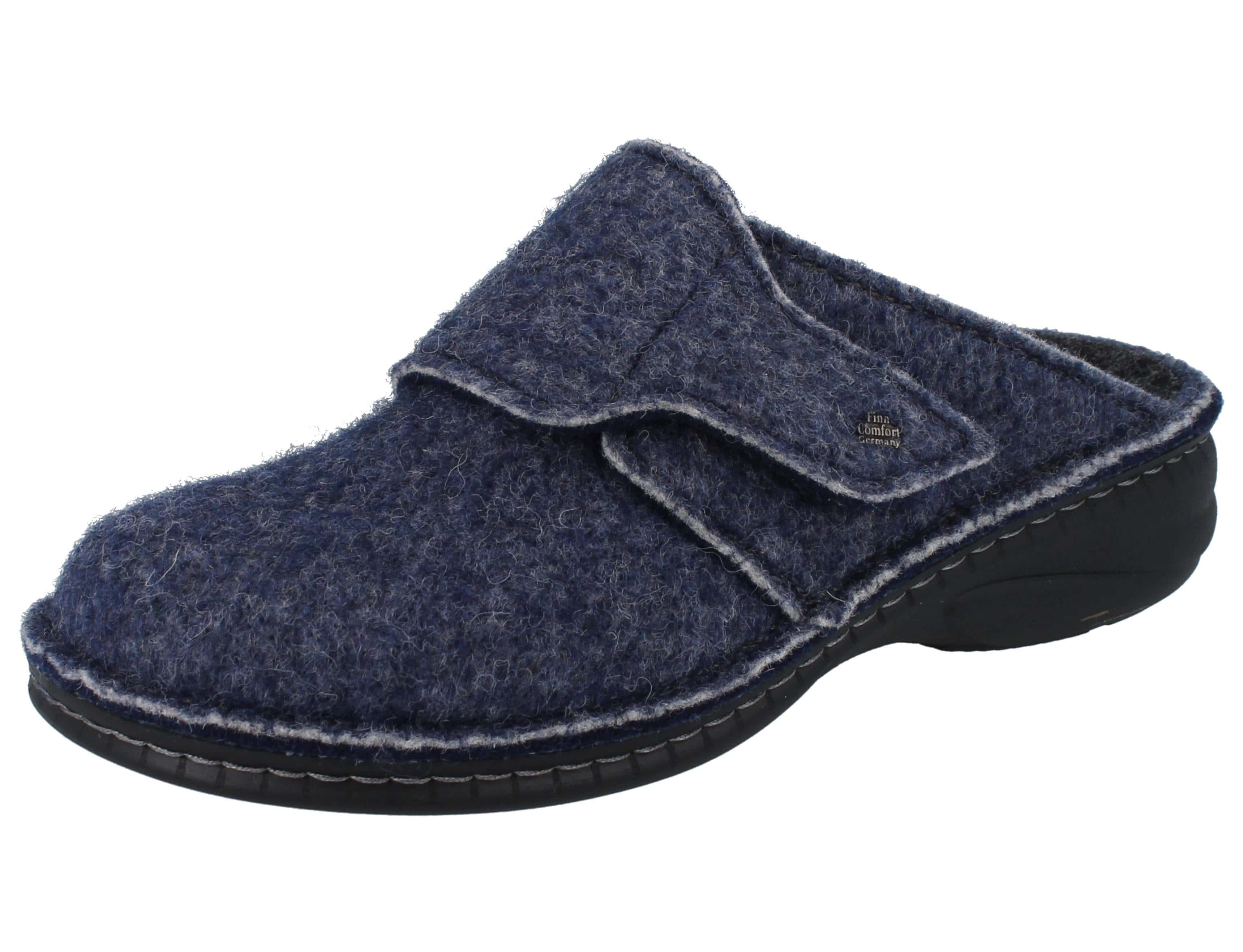 FINN COMFORT Goms Damen Hausschuhe Clog blau marine Doublefilz - Clog