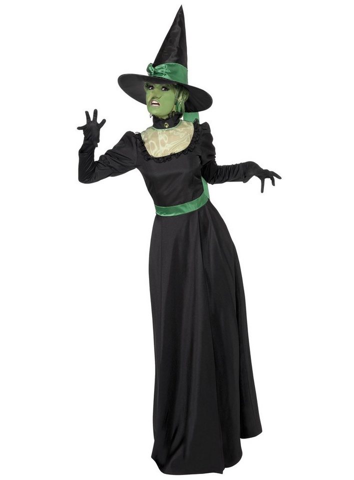 Smiffys Hexen-Kostüm Hexen Kleid Gr. S Zauberin Halloween Kostüm Damen, Die klassische Wicked Witch of the West