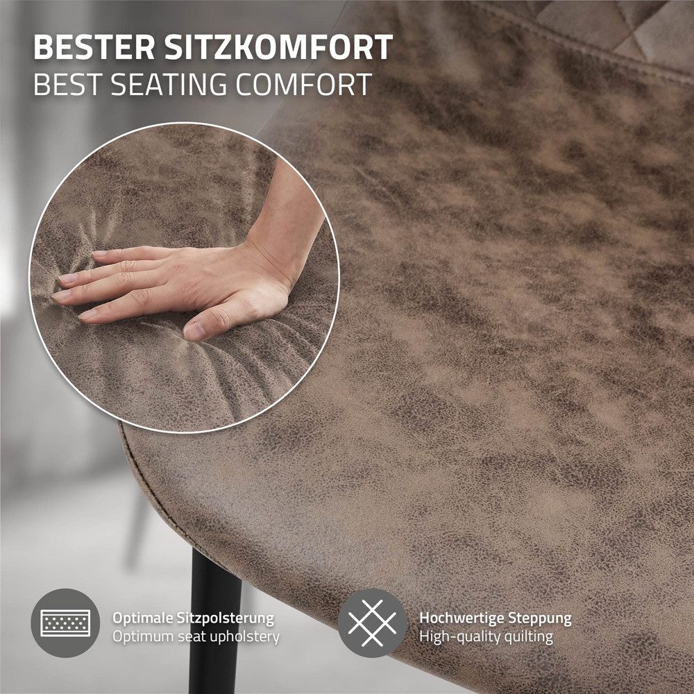ML-DESIGN Polsterstuhl Esszimmerstuhl mit Rückenlehne, Wohnzimmerstuhl mit Metallbeinen (4 St), Küchenstuhl ergonomisch Braun moderne Design mit Kunstlederbezug – Bild 5 von 5
