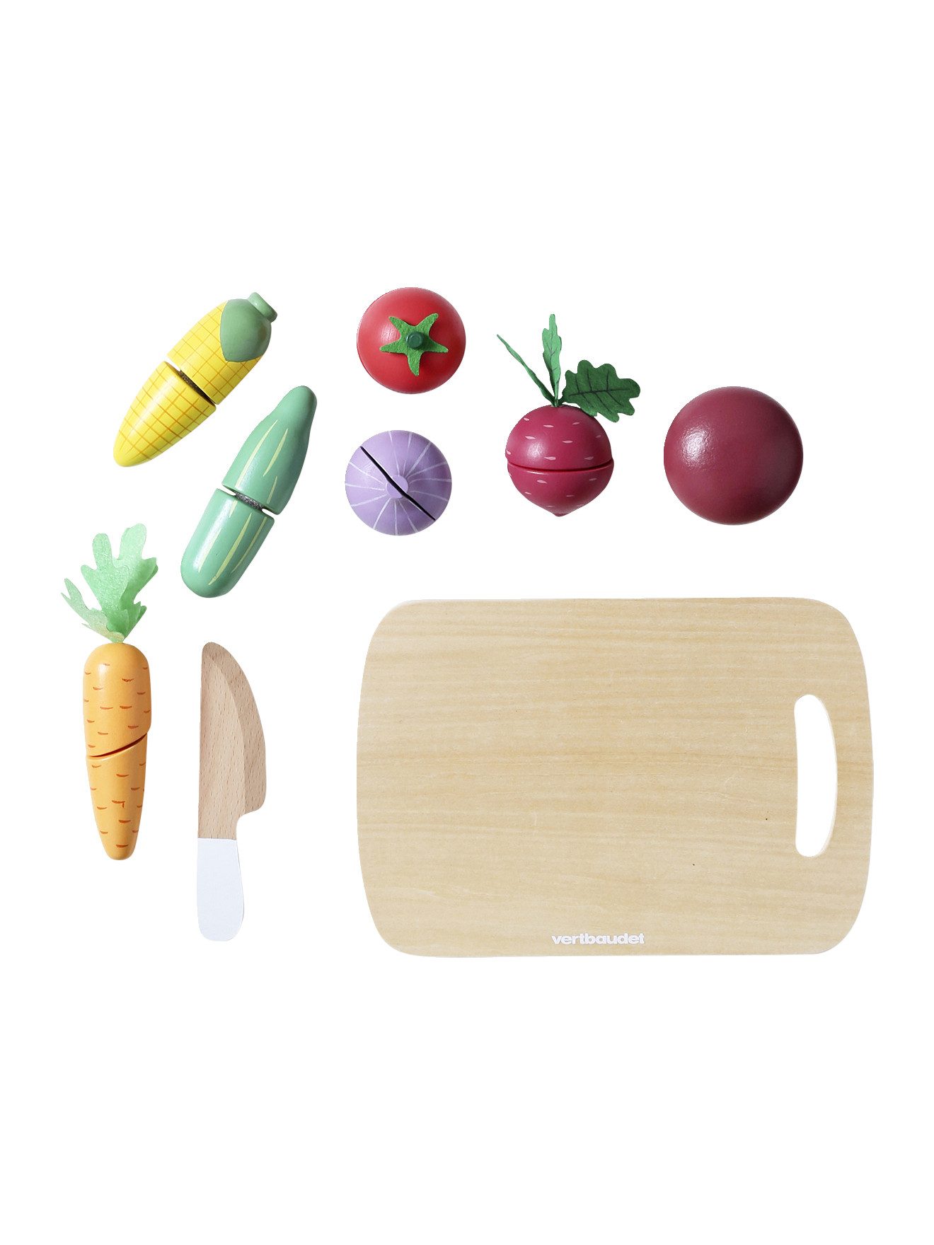vertbaudet Spielküche Kinder Spielgemüse zum Zerteilen aus Holz FSC® Holz