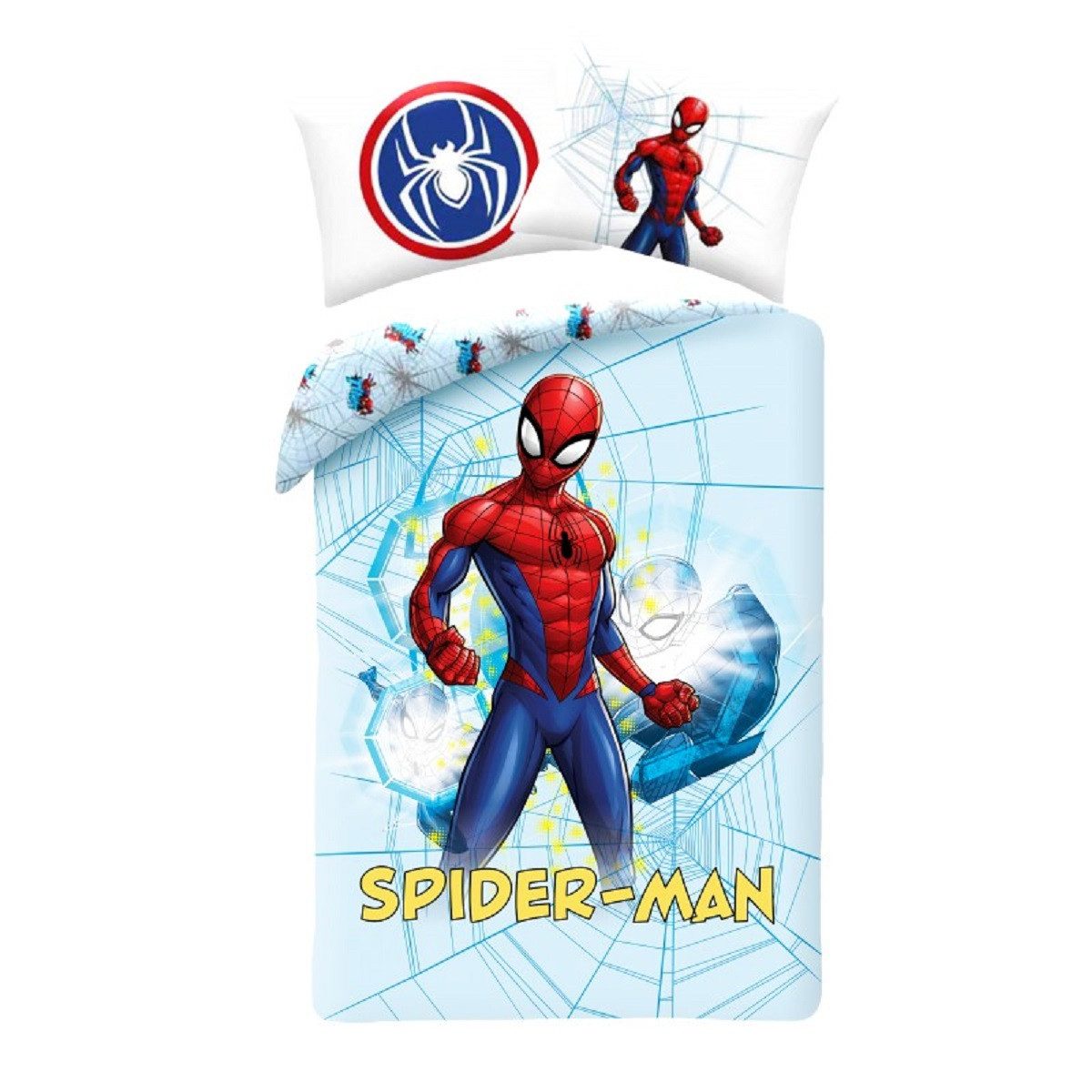 Spiderman Bettwäsche Set Baumwolle Bettdeckenbezug 140 × 200 cm mit 70 × 90 cm Kissenbezug, 2 teilig