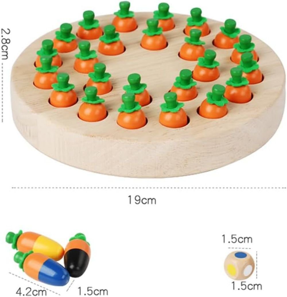 SOTOR Spielbausteine, (Montessori Mushroom/Carrot Harvest Educational 4 Family Color Preschool Memory Games Old for Years Girls 5 Games Sorting Wooden Boys 3 Toys Board Matching Game Toddlers 6 Game)