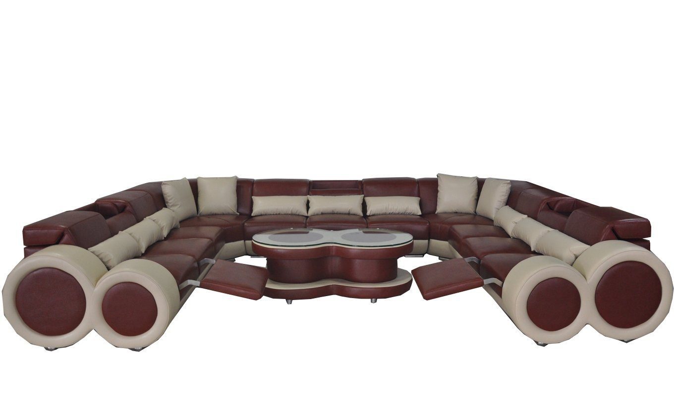 Ledersofa Couch Modern Sofa U-Form Ecksofa, Wohnlandschaft JVmoebel Design Ecke