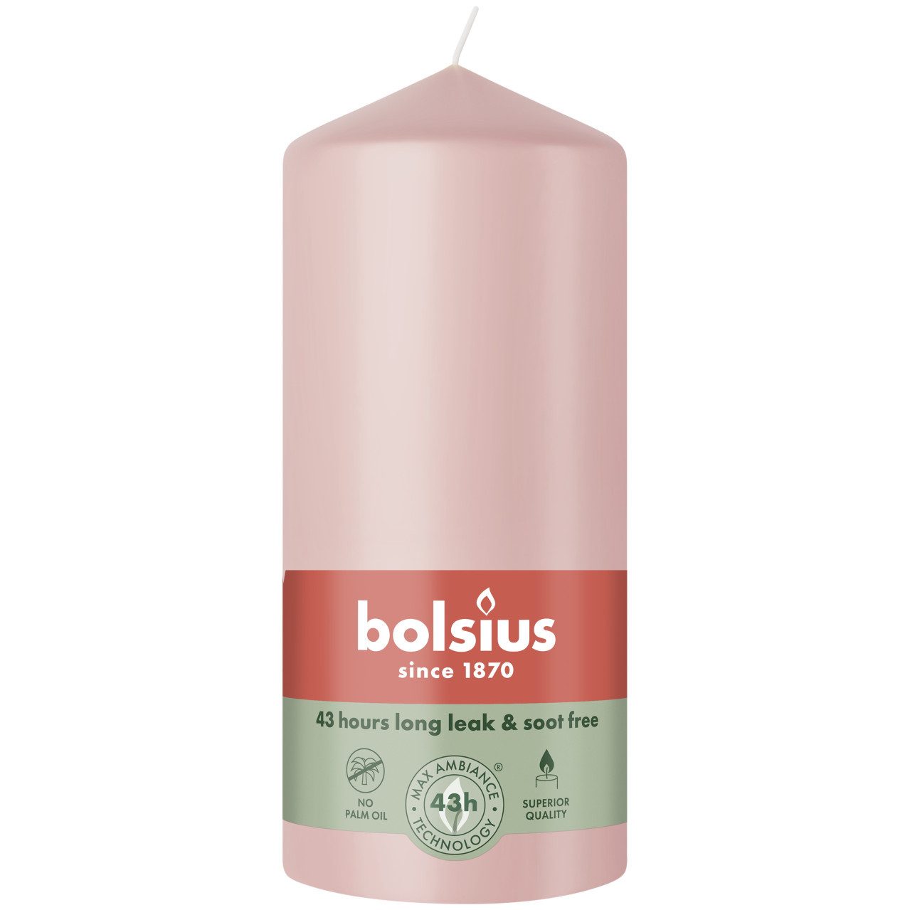 Bolsius Stumpenkerze Bolsius Stumpenkerze rosa 13 cm Ø 6,8 cm