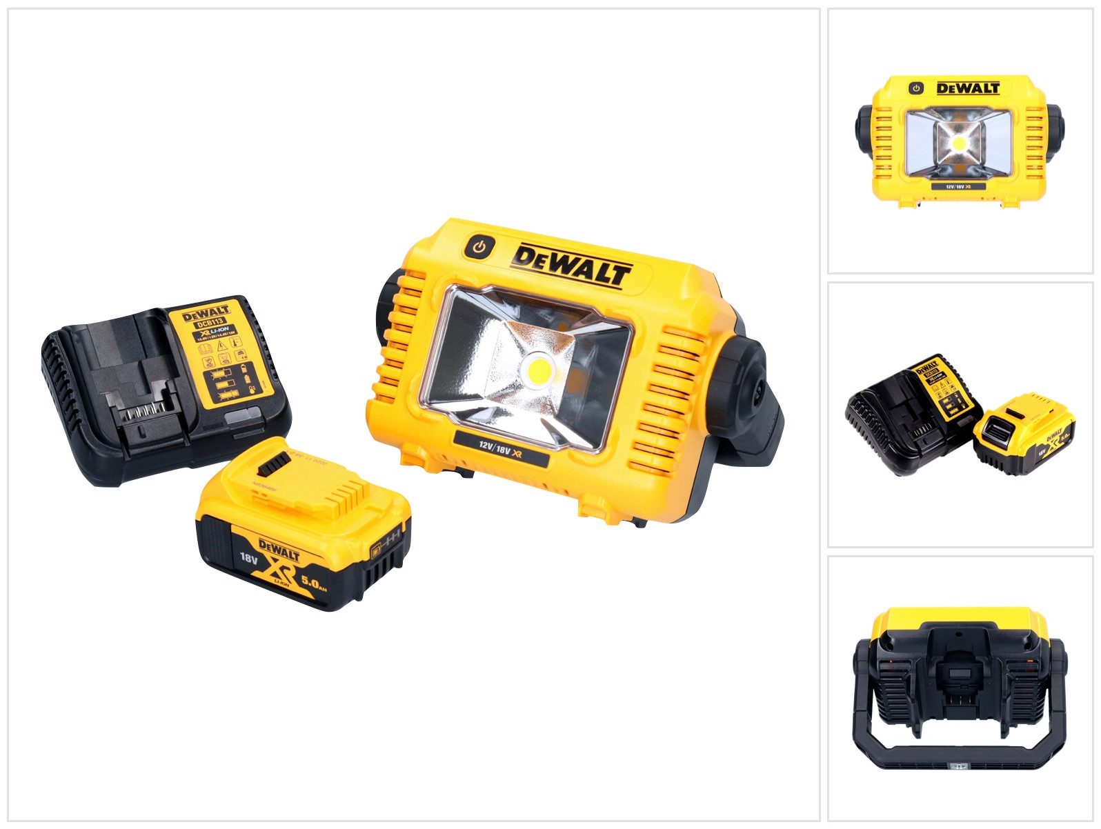 DeWalt Baustrahler DCL 077 P1 Akku LED Arbeitsstrahler 12 V 18 V 2000 lm IP54 + 1x Akku