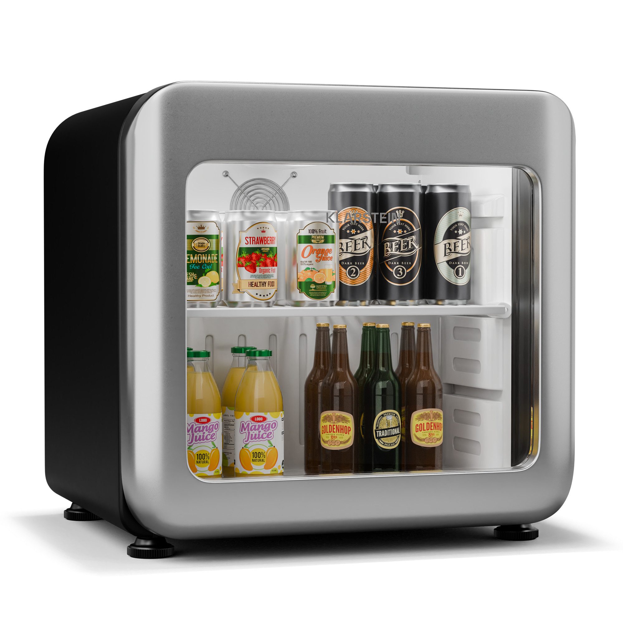 Klarstein Getränkekühlschrank 10046632, 50 cm hoch, 50 cm breit, Bier Hausbar Getränkekühlschrank Hotel Mini Fridge