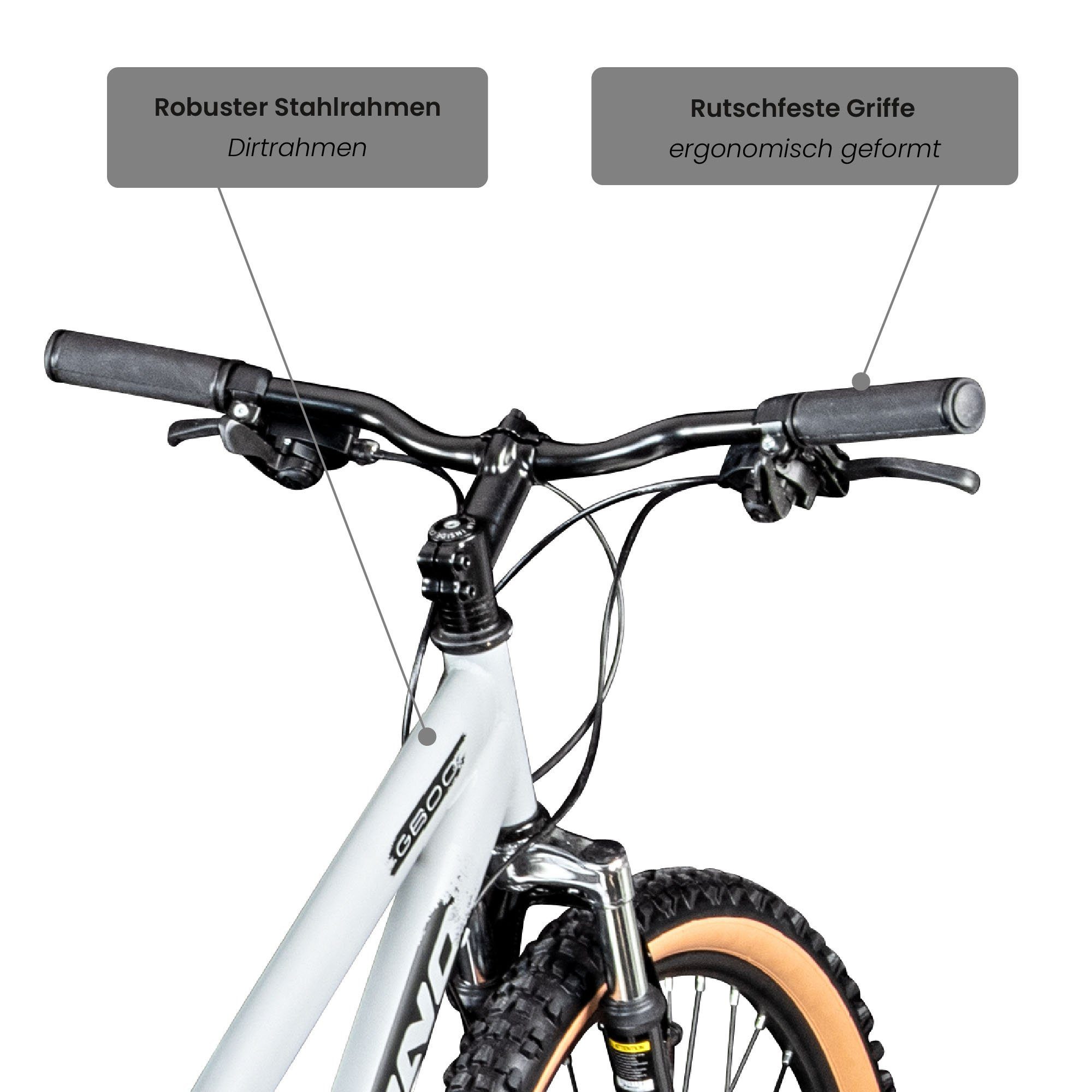 Dirtbike Kettenschaltung, 26 cm G600, - Mountainbike Gang, Galano für 145 silbergrau/schwarz 165 und Erwachsene Fahrrad 18 Jugendliche Zoll