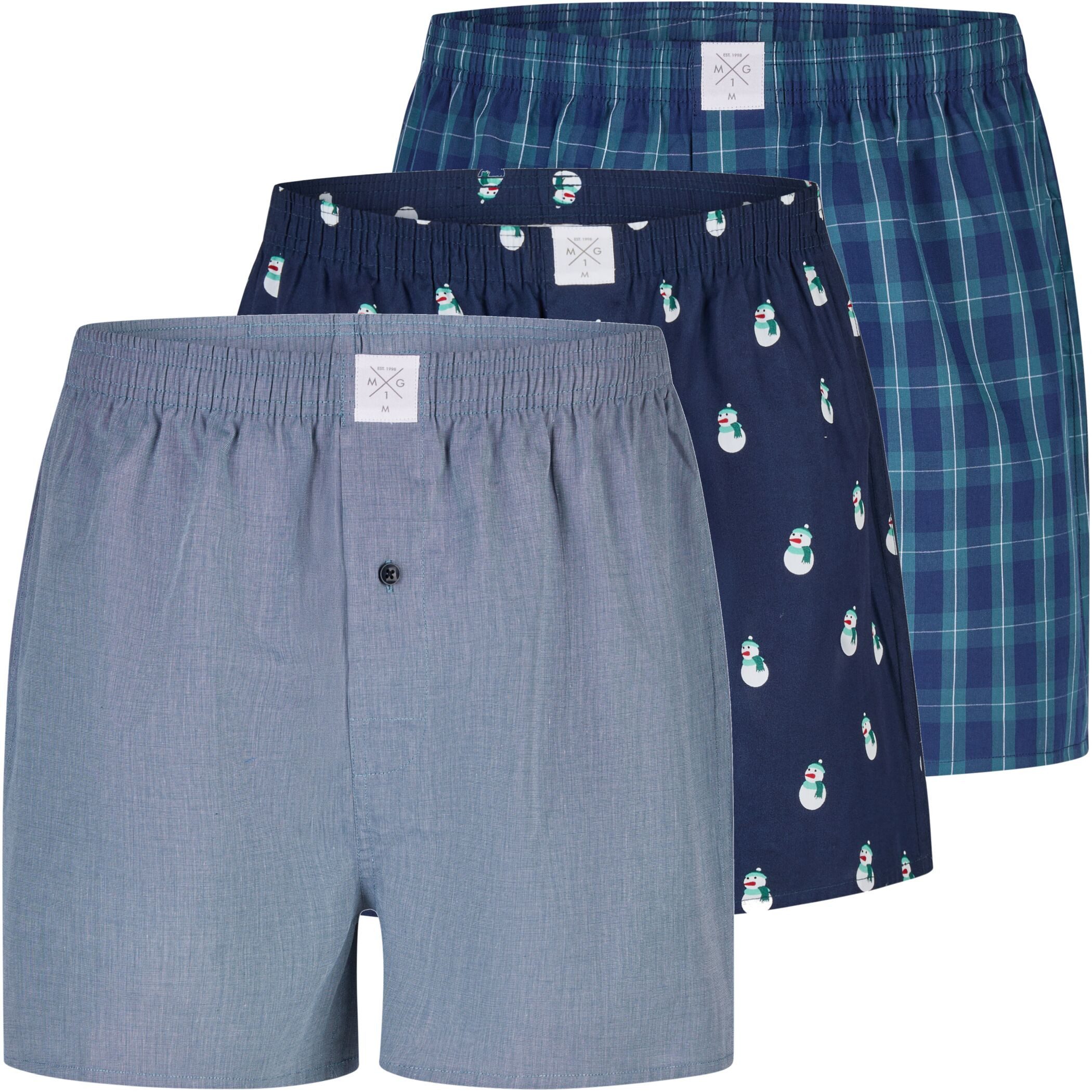 MG-1 Boxershorts 3er Pack MG-1 Herren Boxershorts 100% Baumwolle mit Weihnachtsmotiv (1-St)