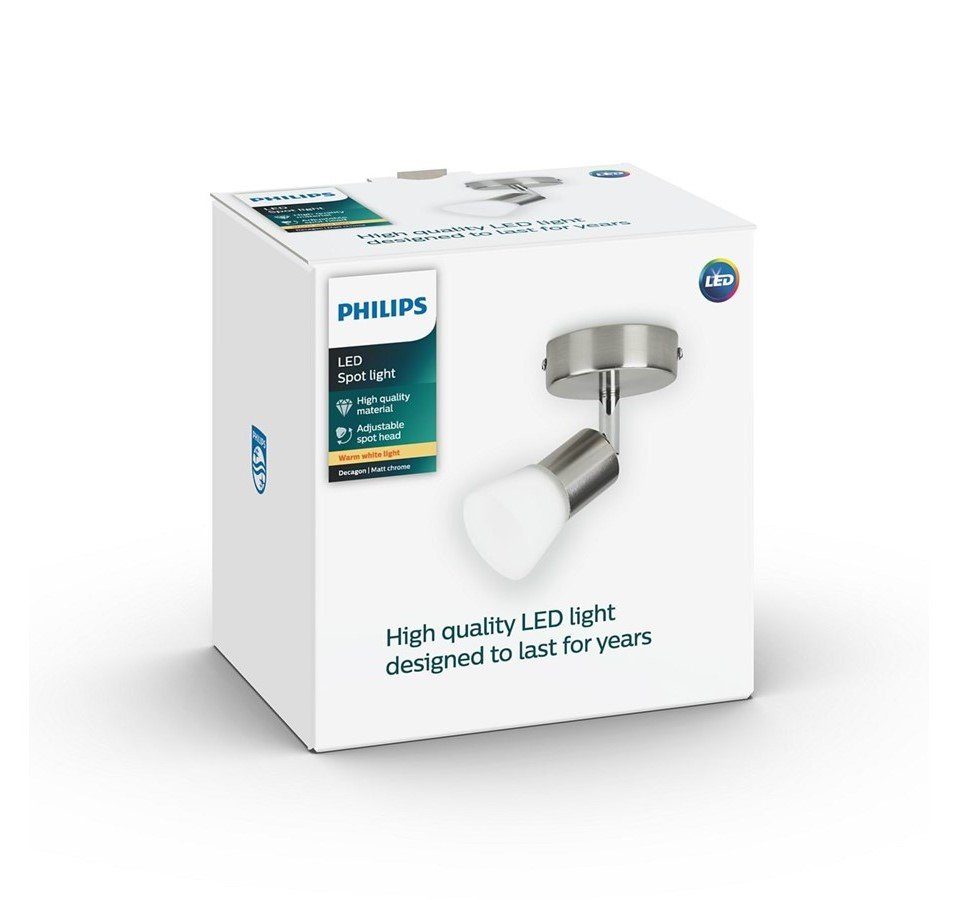 Deckenleuchte Decagon Philips 1 Spot LED Chrom Deckenleuchte Essentials Warmweiß matt Philips