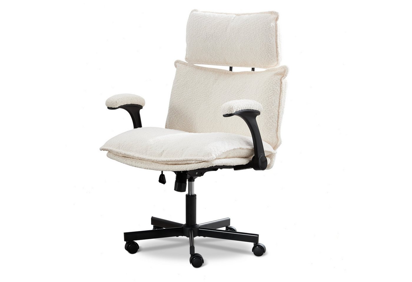 UEV Bürostuhl UEV Bürostuhl Ergonomisch Grau/Beige (Ergonomisch, Gaming-Stuhl, Drehstuhl, Schreibtischstuhl Plüsch), 360°Drehung, bis 150 kg belastbar, neigbar bis 19°