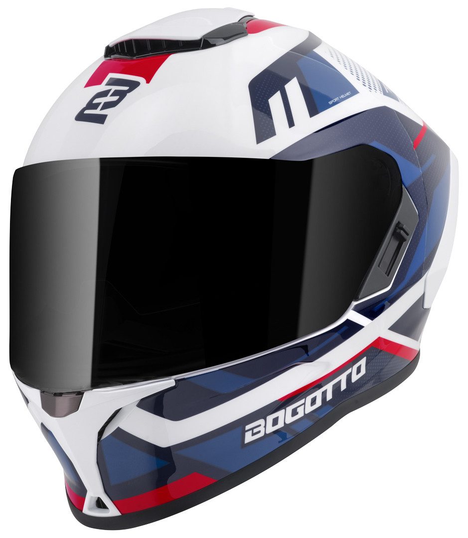 Bogotto Motorradhelm Phantom Codex Fiberglass Helm, vorbereitet für Kommunikationssystem,Notfallsystem-Polsterung (EQ