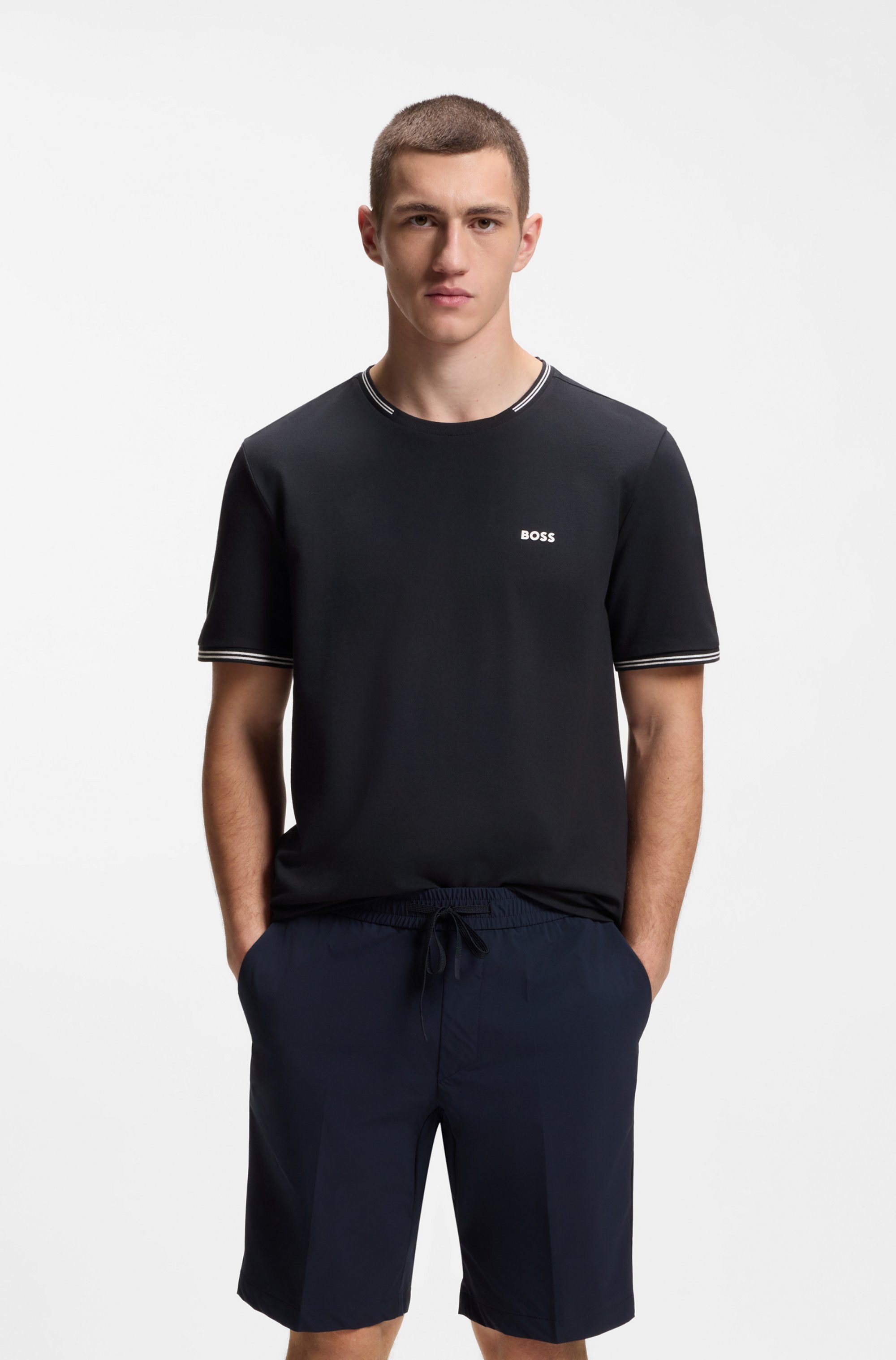 BOSS GREEN T-Shirt Taul aus softem Stretch-Baumwoll-Piqué, Regular Fit, Kühlend