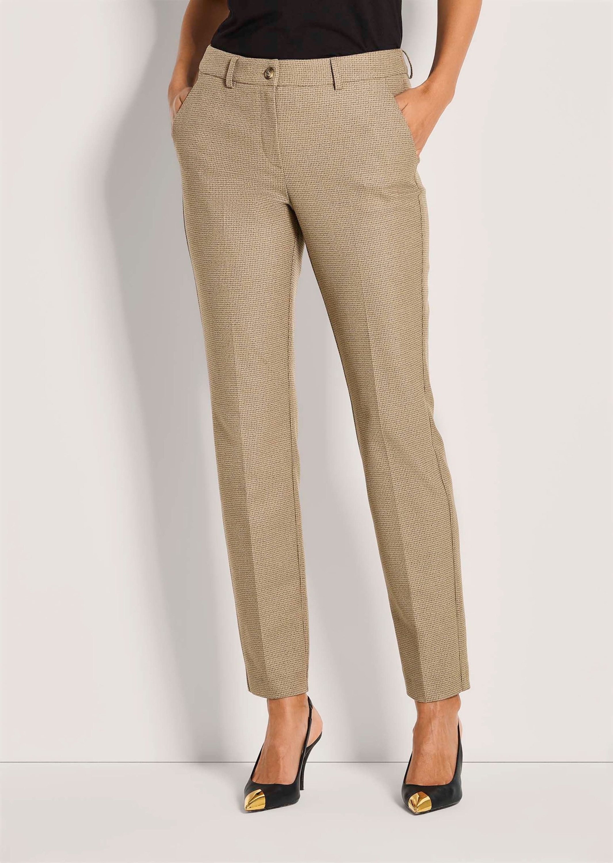 MADELEINE Stoffhose Kurzgröße: Mid Waist Chinohose mit Bügelfalten Business günstig online kaufen