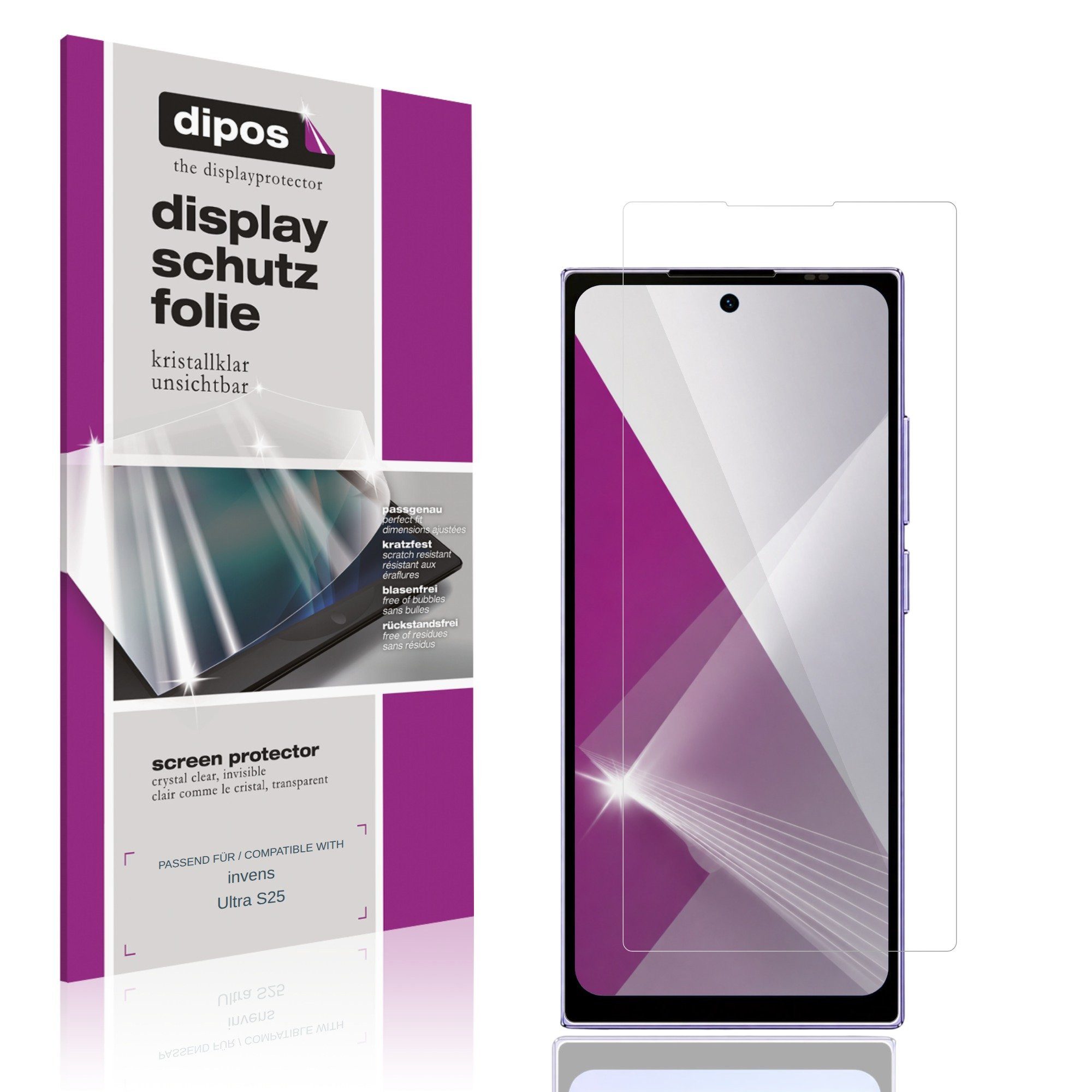 dipos Displayschutzfolie Schutzfolie für invens Ultra S25, 4 Stück, Displayschutz Schutz Folie Made in Germany