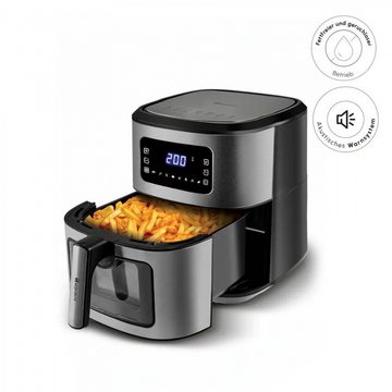 Karaca Heißluftfritteuse Multifry Inox XXL 6,5 Liter Airfryer mit digitalem Glasfenster