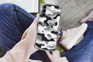 MuchoWow Handyhülle Schwarz-weißes Camouflage-Muster, Phone Case, Handyhülle Samsung Galaxy S21 Plus, Silikon, Schutzhülle