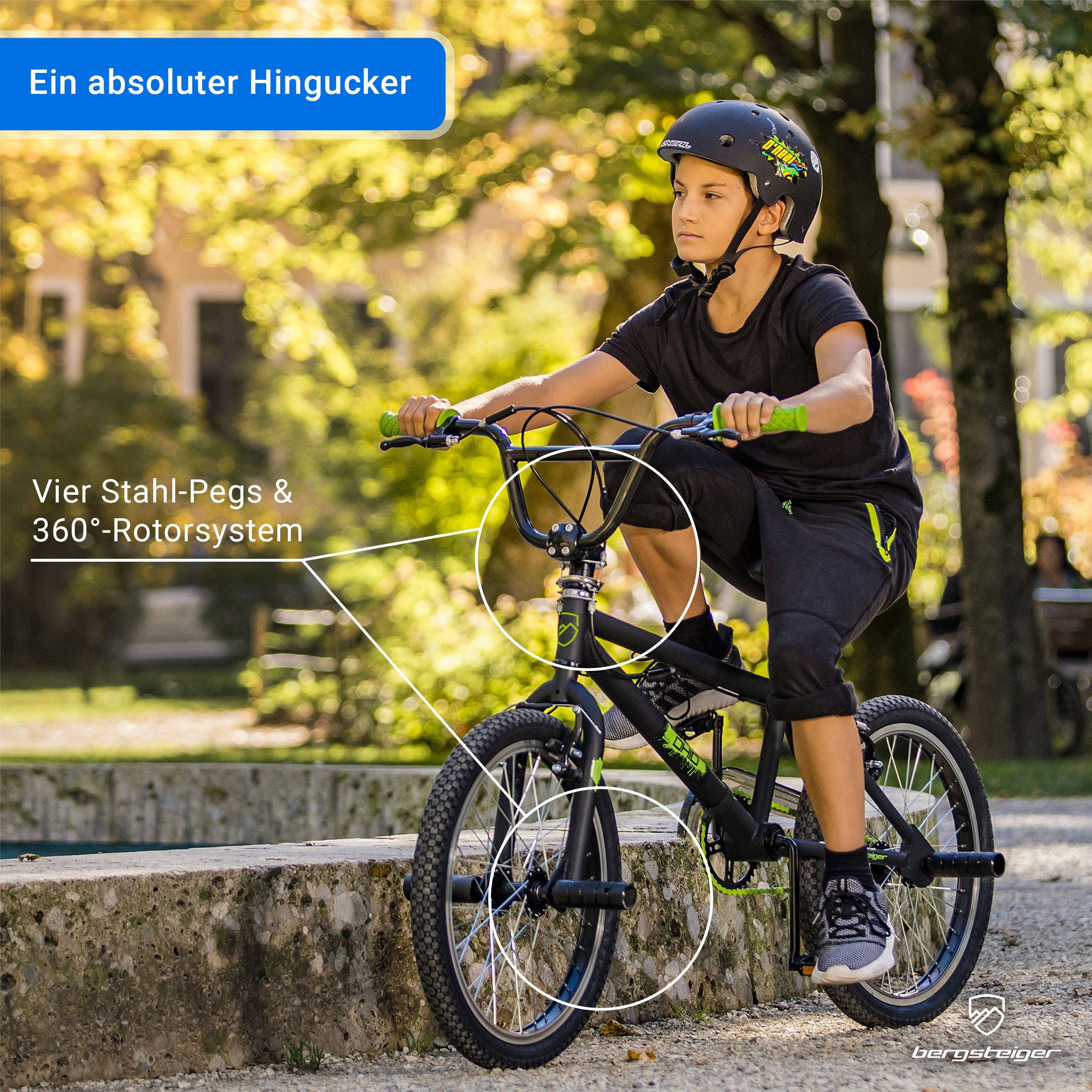 bergsteiger BMX-Rad Ohio 20 Zoll, 360° Rotor-System, Freestyle, Mädchen, Jungen, 1 Gang, V-Bremsen