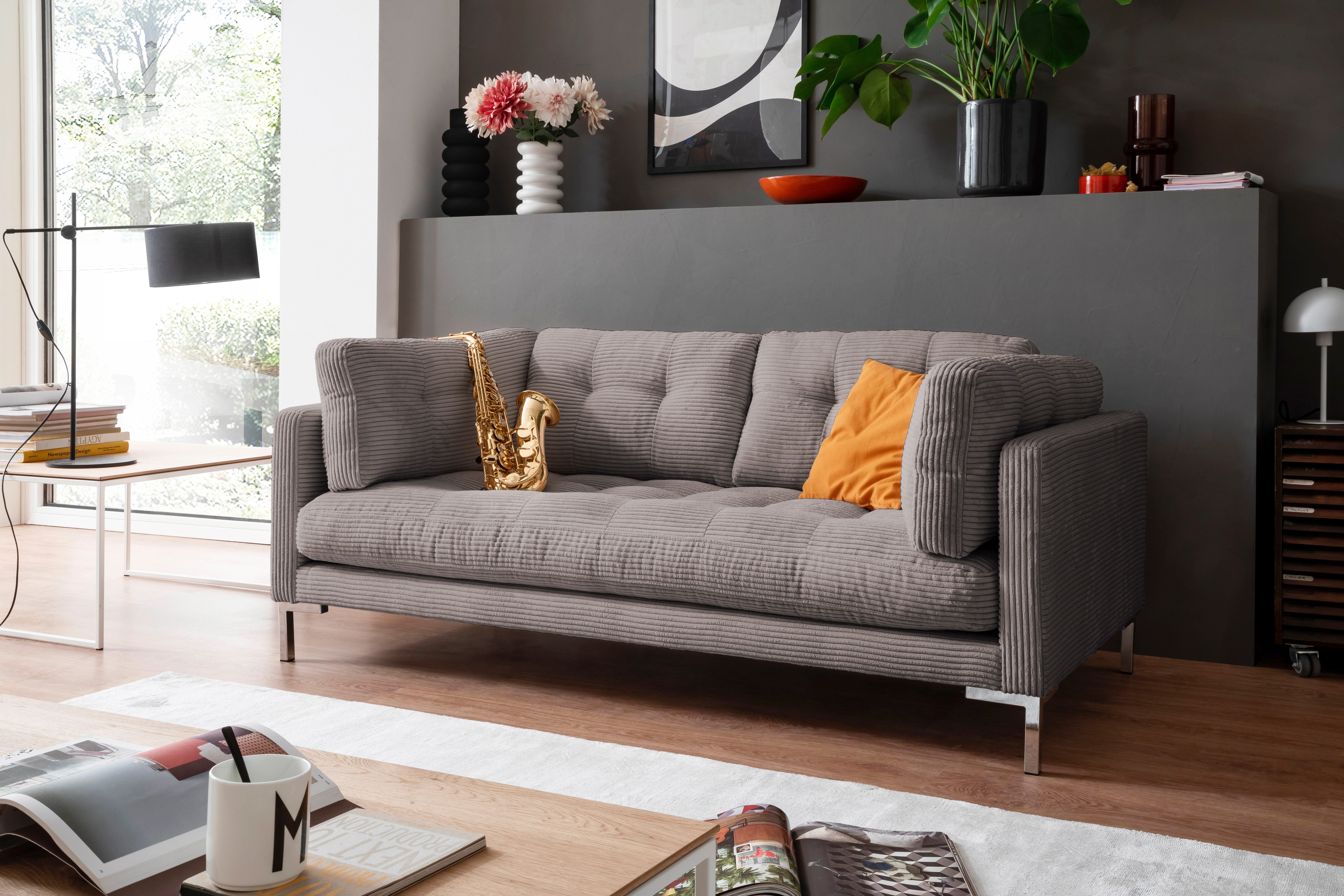 Trends by HG 2-Sitzer "Landau" in Cord-Stoff mit Metallfuß günstig online kaufen