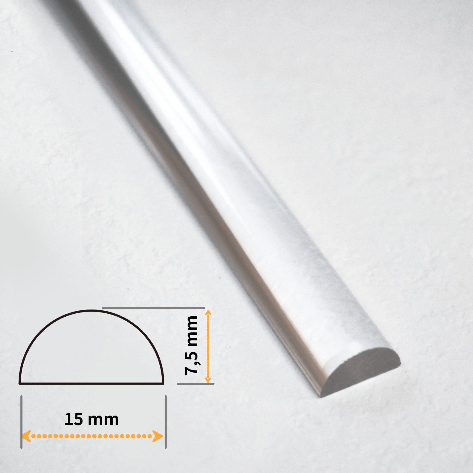 WITEN&NOCK Duschdichtung Acryldichtung Acrylstab Wasserabweiser Halbrundstab Schwallschutz, L: 80 cm, L: 80 - 200 cm